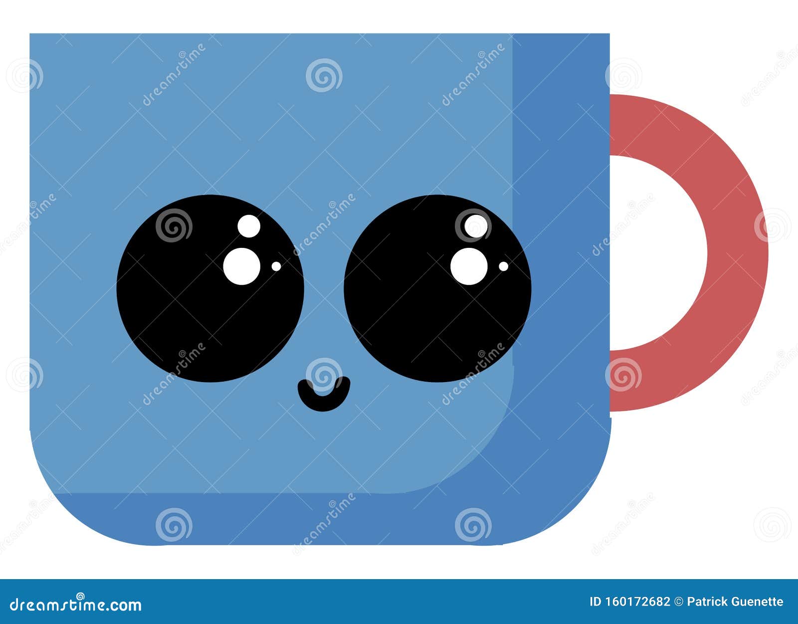 Blue Mug with Eyes, Illustration, Vector Stock Vector Illustration of