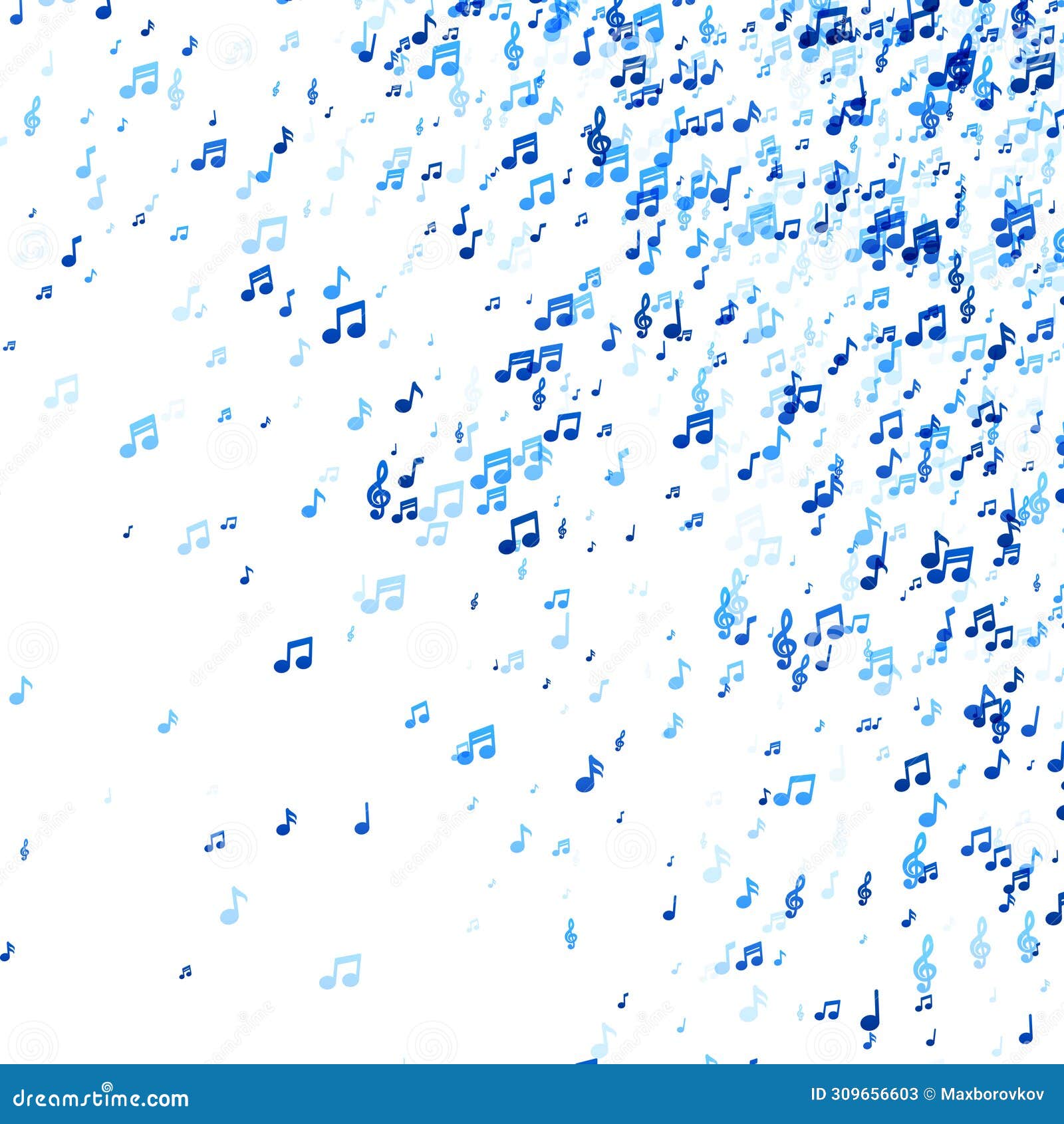Blue Musical Notes on White Stock Vector - Illustration of light