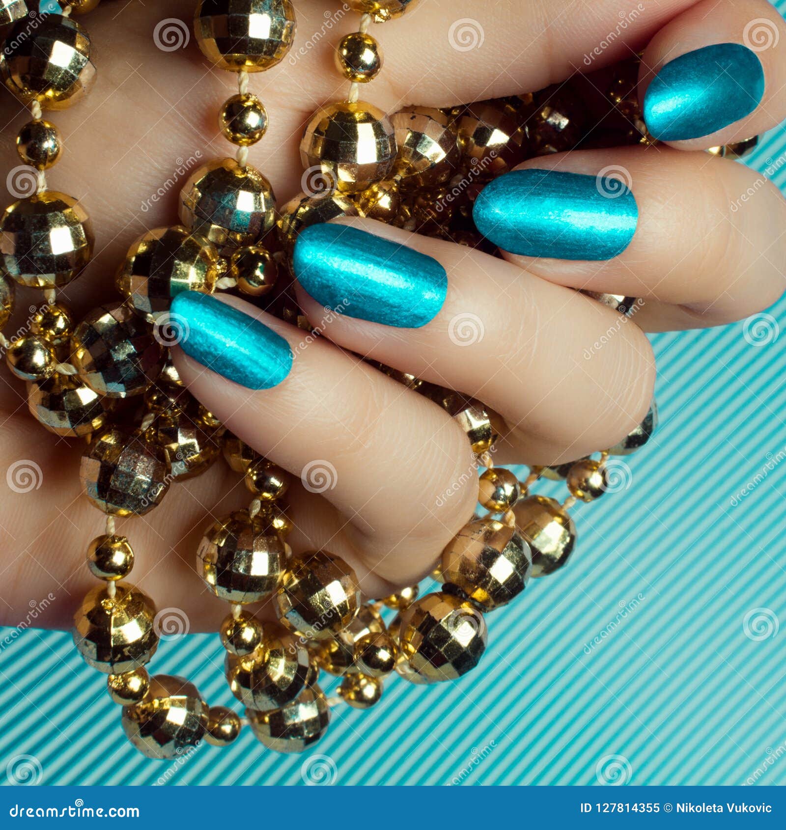 Blue Nails Manicure Stock Image Image Of Glamour Elegance 127814355
