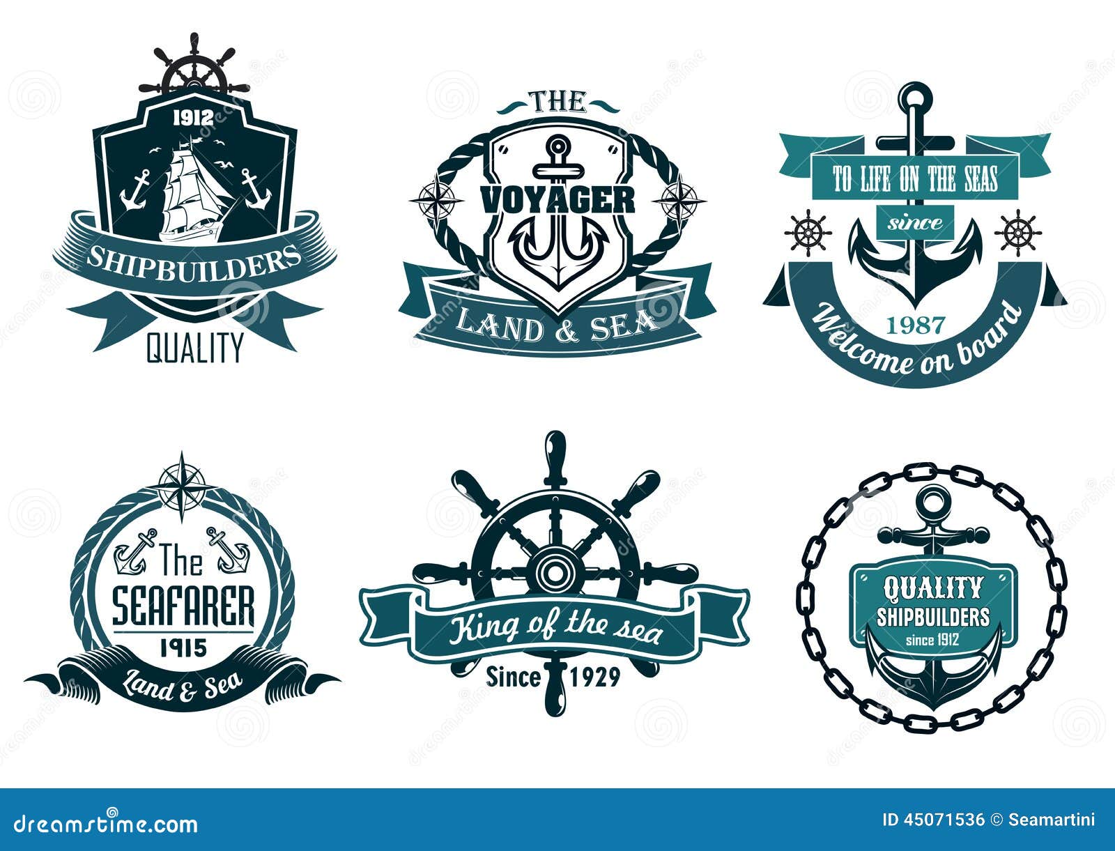 Blue Nautical And Sailing Themed Banners Or Icons Stock 