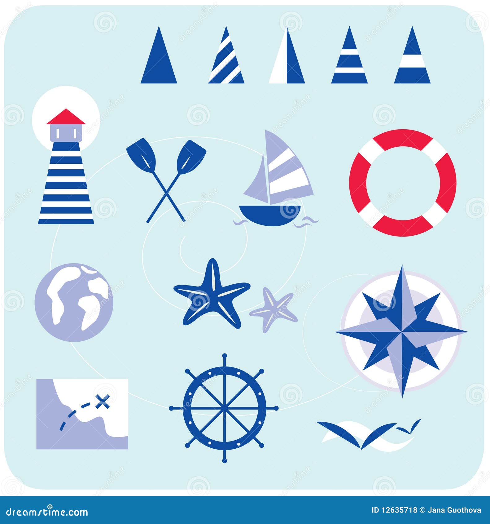 blue nautical and sailor icons
