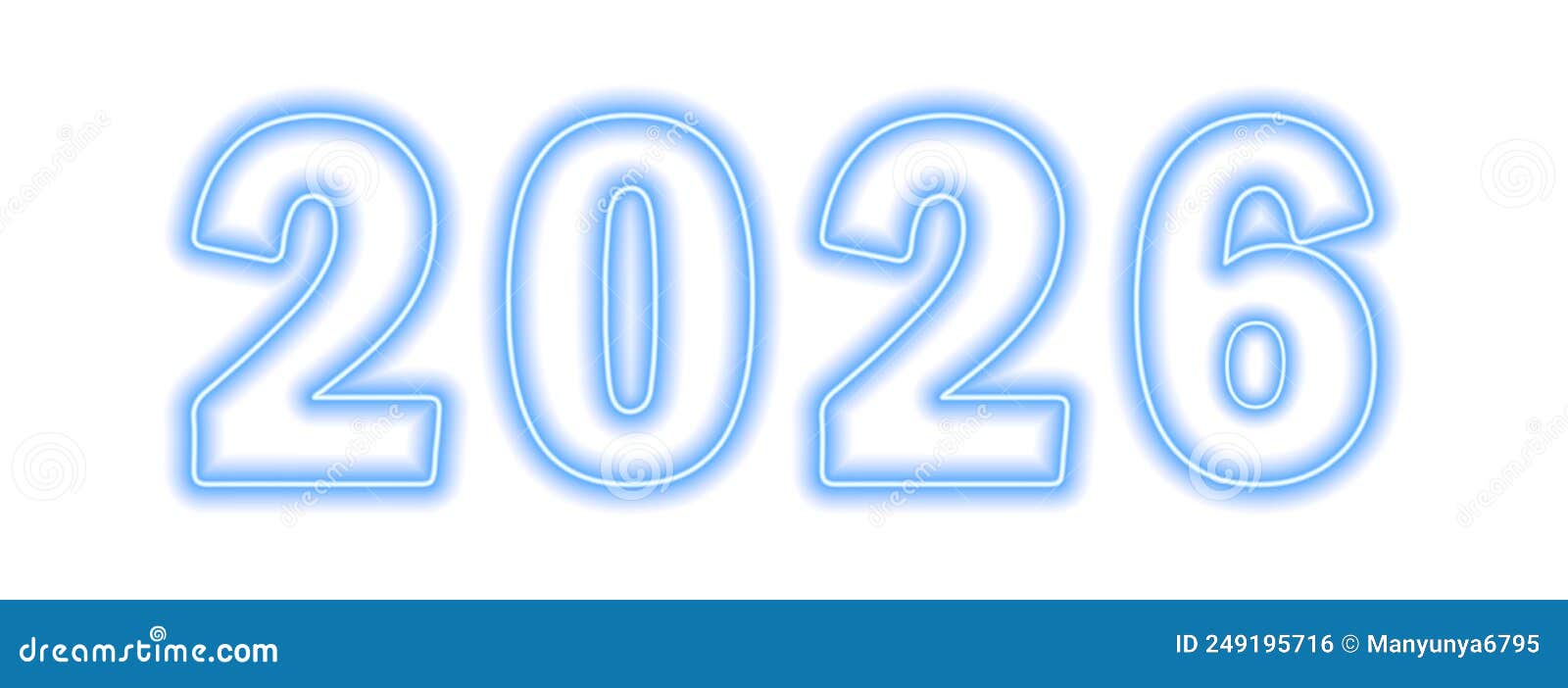 Blue Neon Colored 2026 Year Isolated on White Stock Vector ...