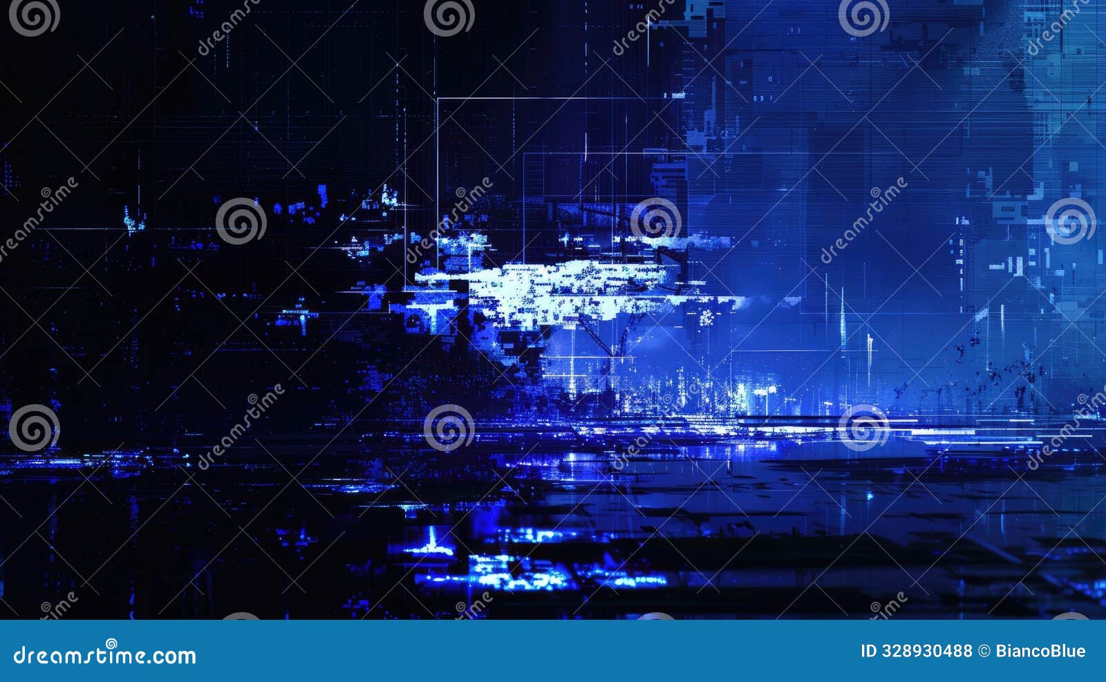 blue neon light digital background with hightech patterns and cyber technology in vibrant blue. aig53m