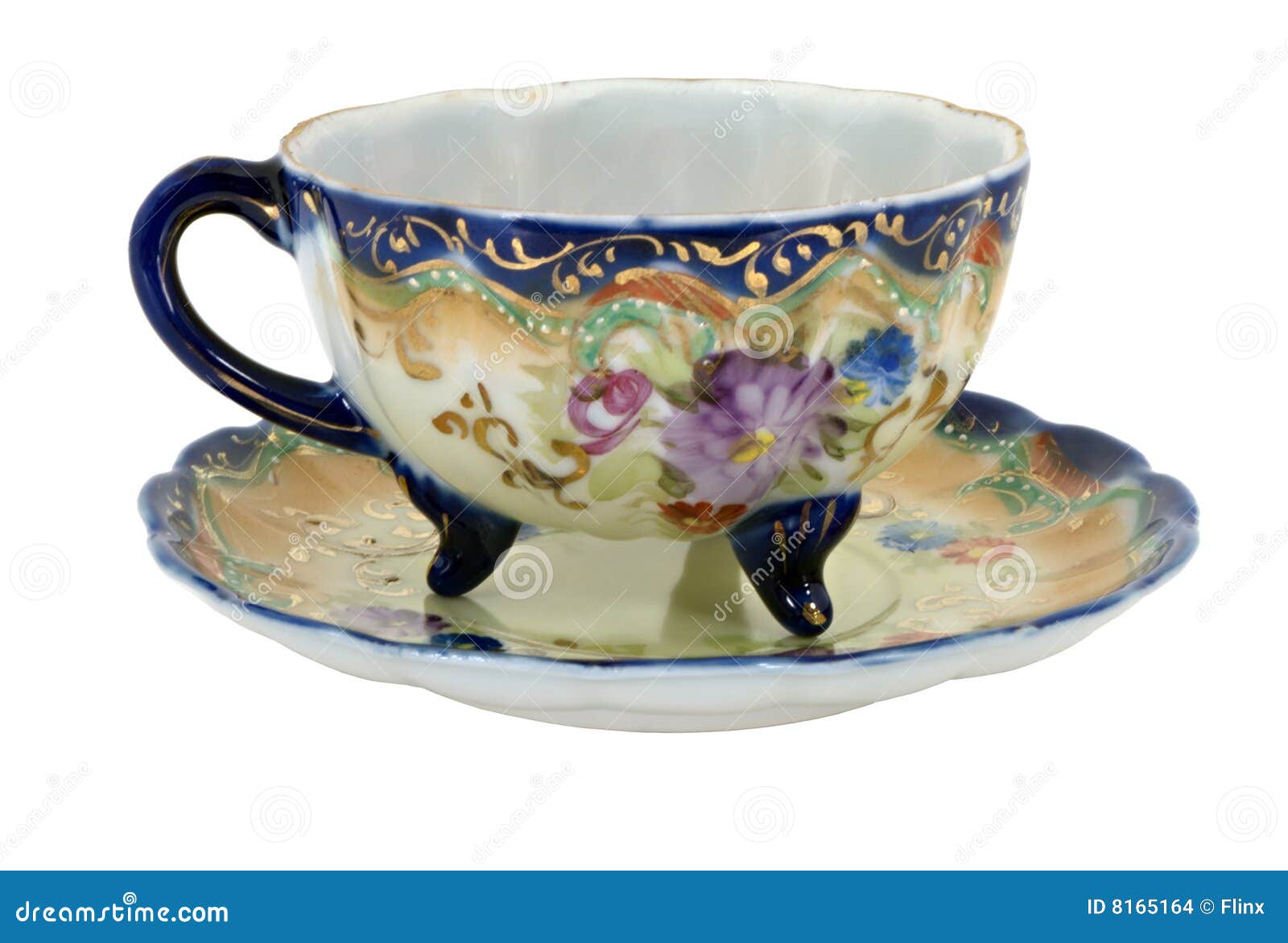 blue nippon hand painted teacup