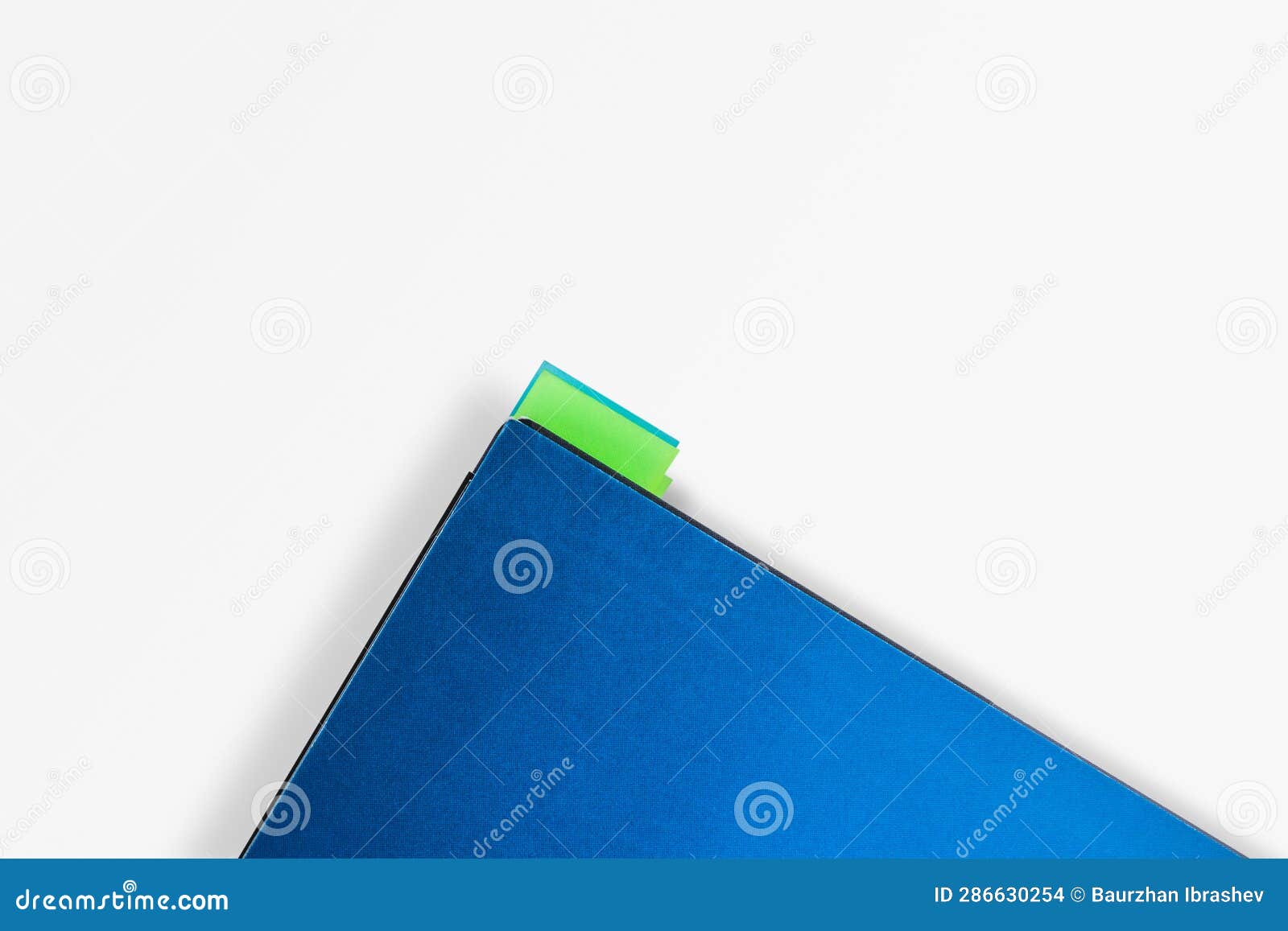 Blue Notebook on White Background. Flat Lay Stock Photo Image of page