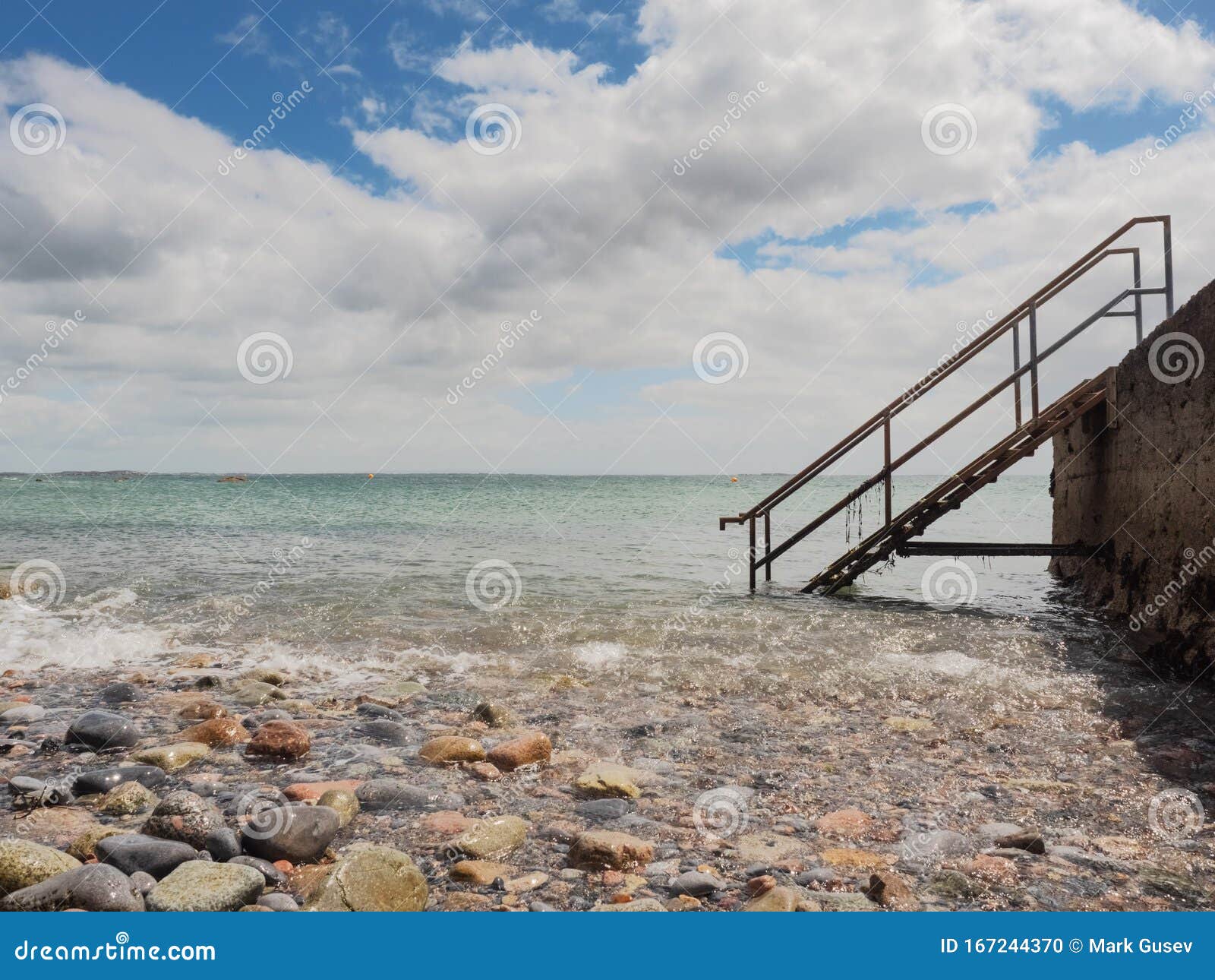 Stairs into Water from a Pier. Stock Photo - Image of liquid, beauty