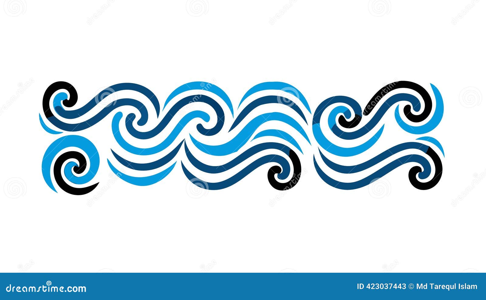 Blue Ocean Wave Decorative Border Vector, Vector Design Generative AI Stock  Vector - Illustration of element, line: 423037443, image size:1600x990