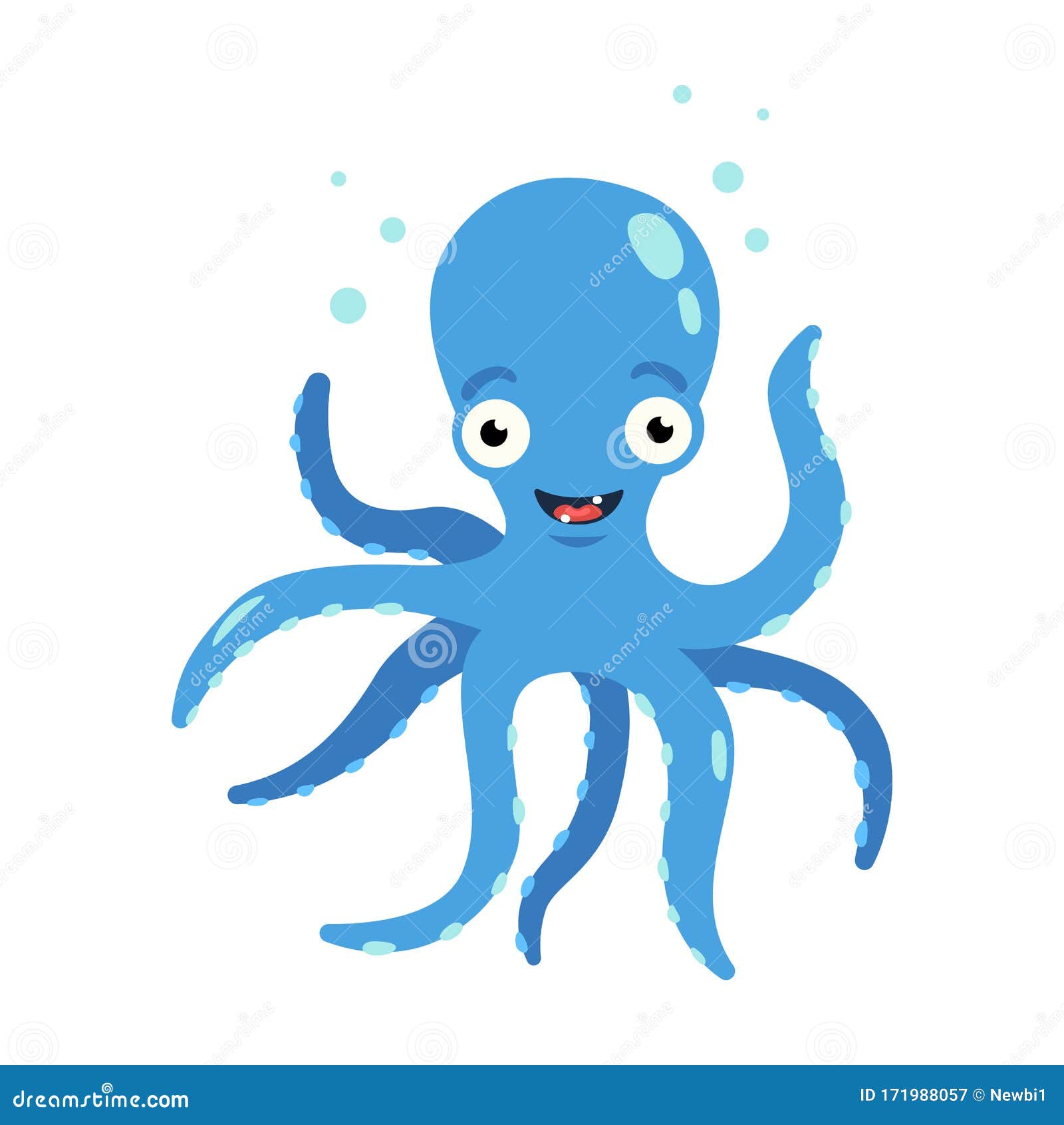 Blue Octopus with Air Bubbles Under Water Stock Vector - Illustration of  ocean, cartoon: 171988057