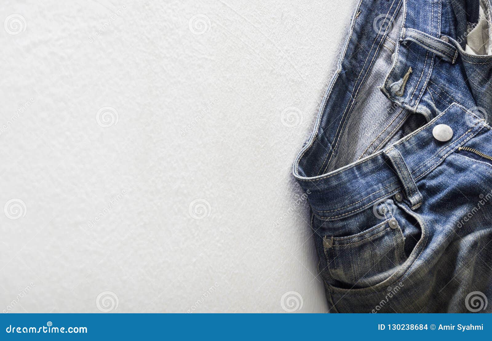 Blue Old Jeans Hanging on a Wall Stock Photo Image of detail, fashion