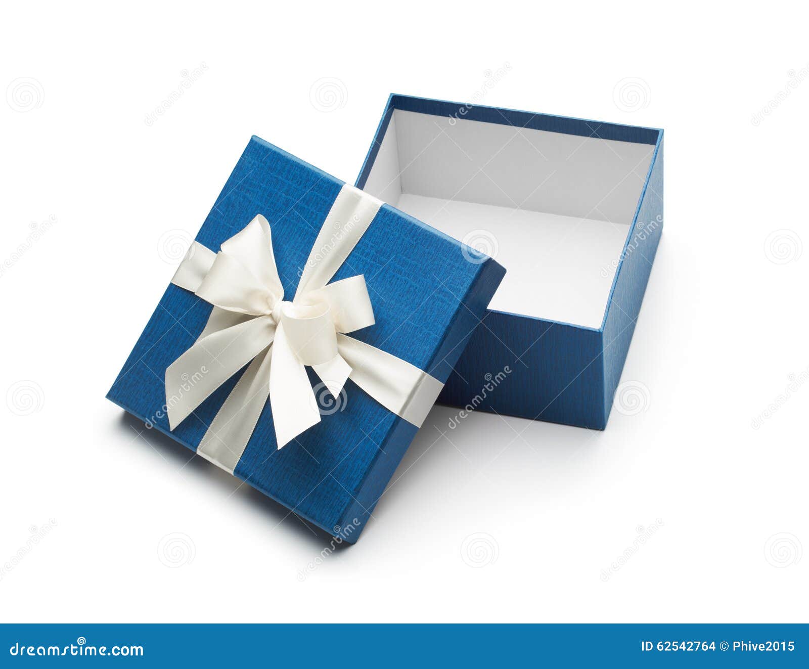 Blue Open Gift Box with White Bow Stock Photo Image of gift, empty