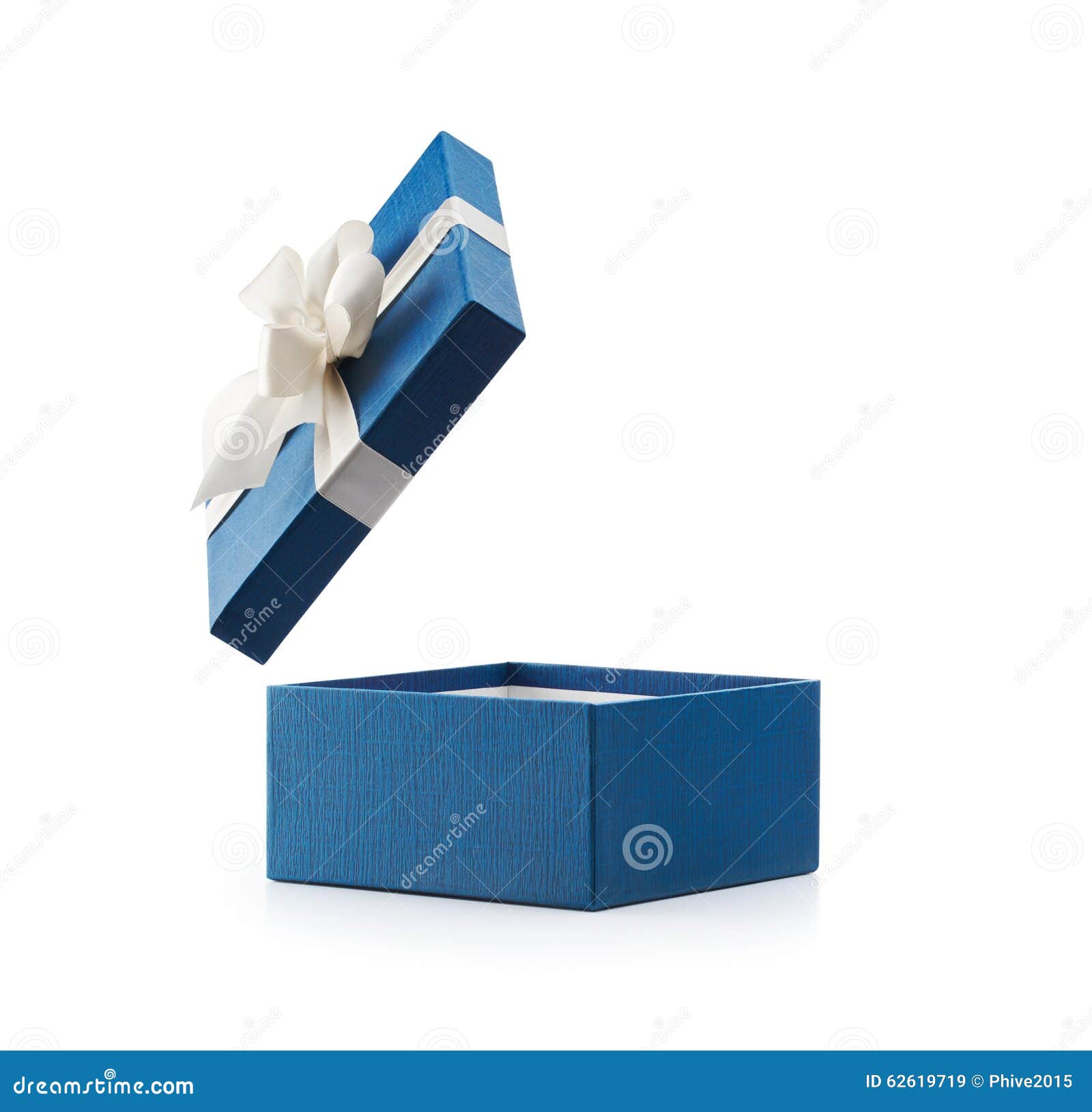 Blue Open Gift Box with White Bow Stock Image Image of simple, gift