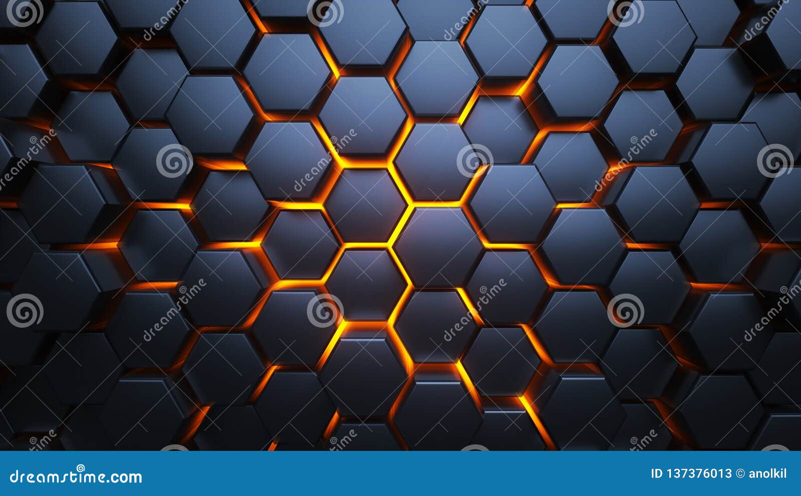 Blue and Orange Hexagons. Modern Background. 3d Illustration Stock  Illustration - Illustration of grid, light: 137376013