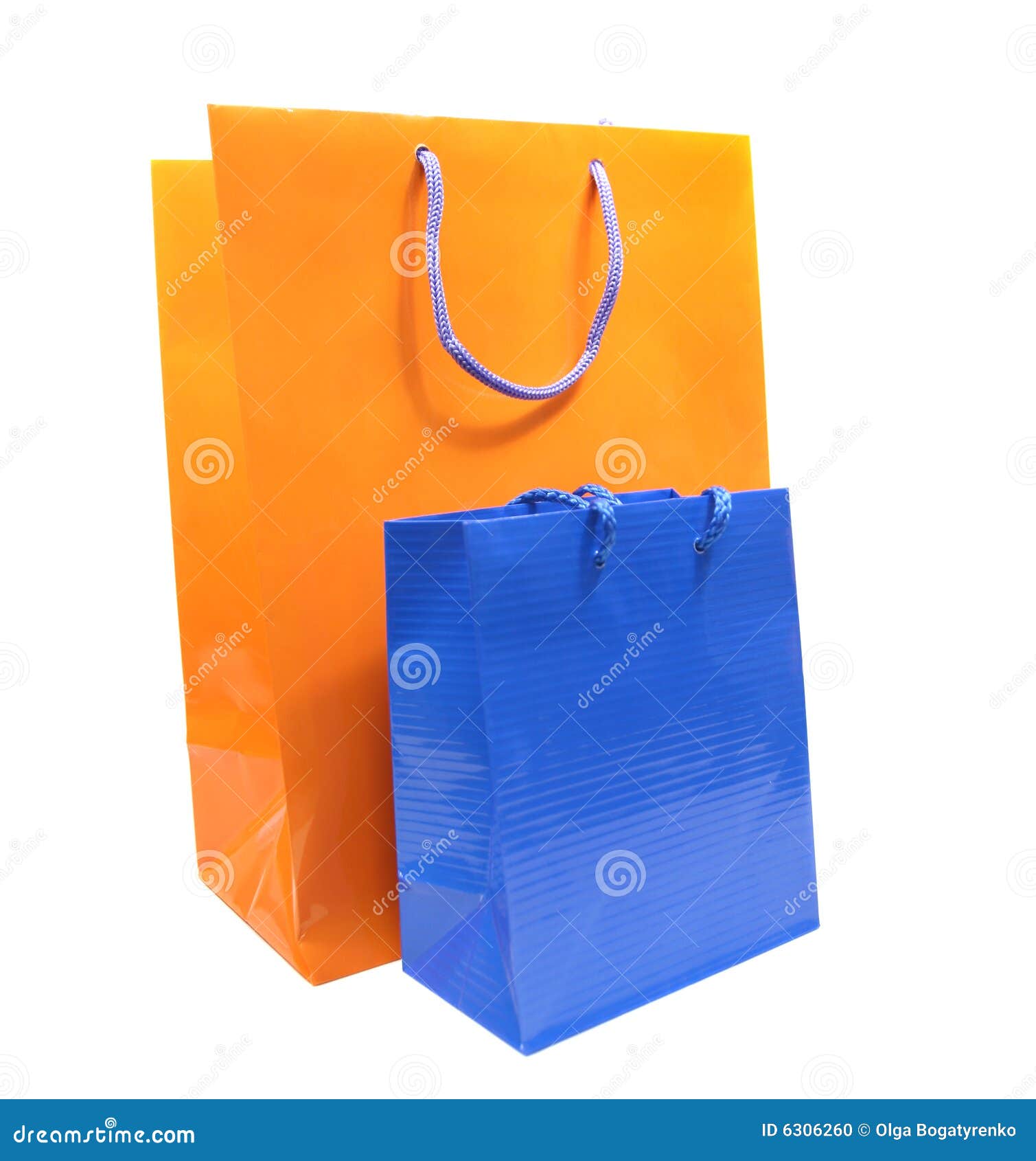 Blue and Orange Shopping Bags Isolated Over White Stock Photo - Image ...