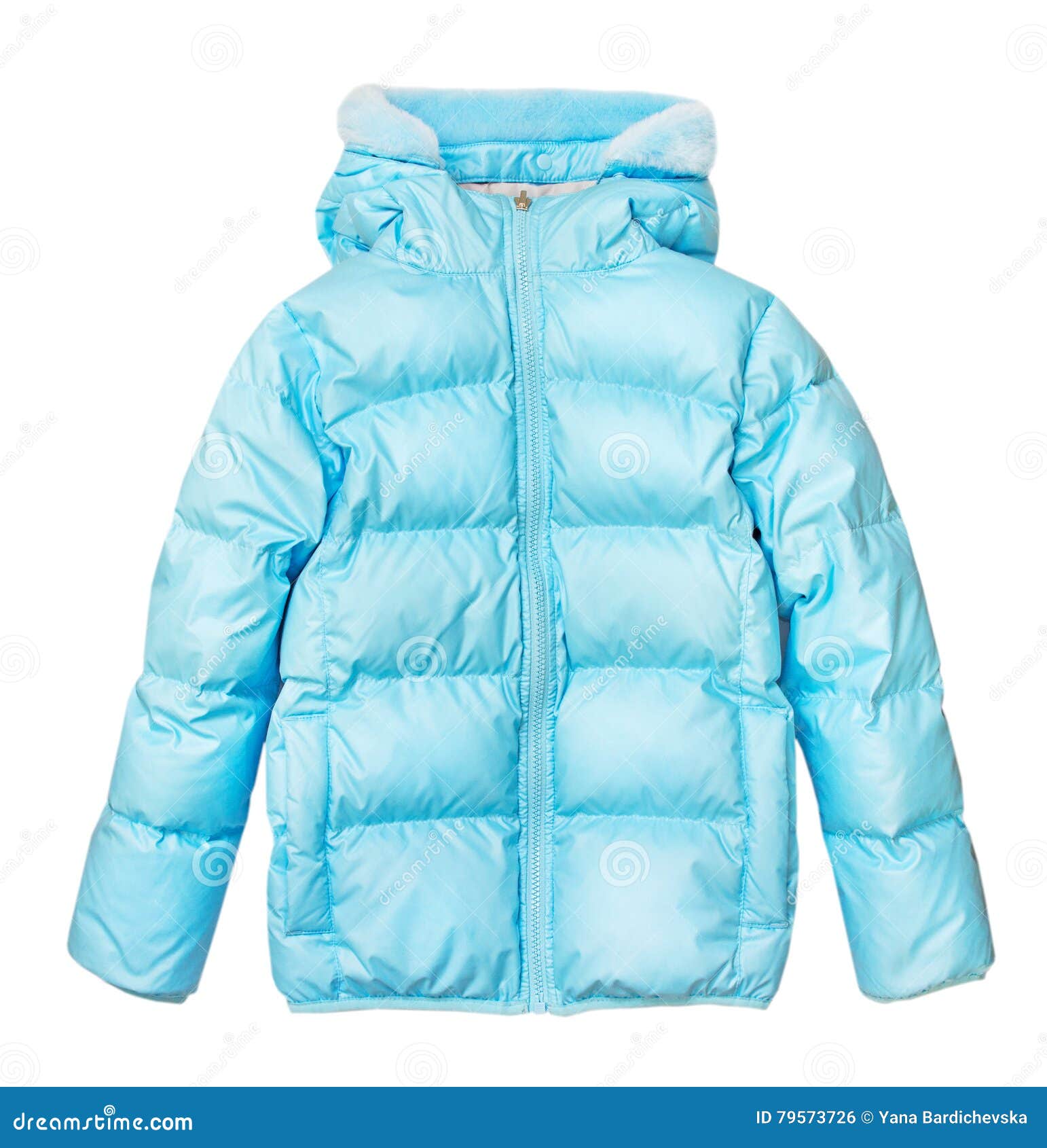 Blue Outwear Winter Jacket Isolated on White. Stock Photo - Image of ...