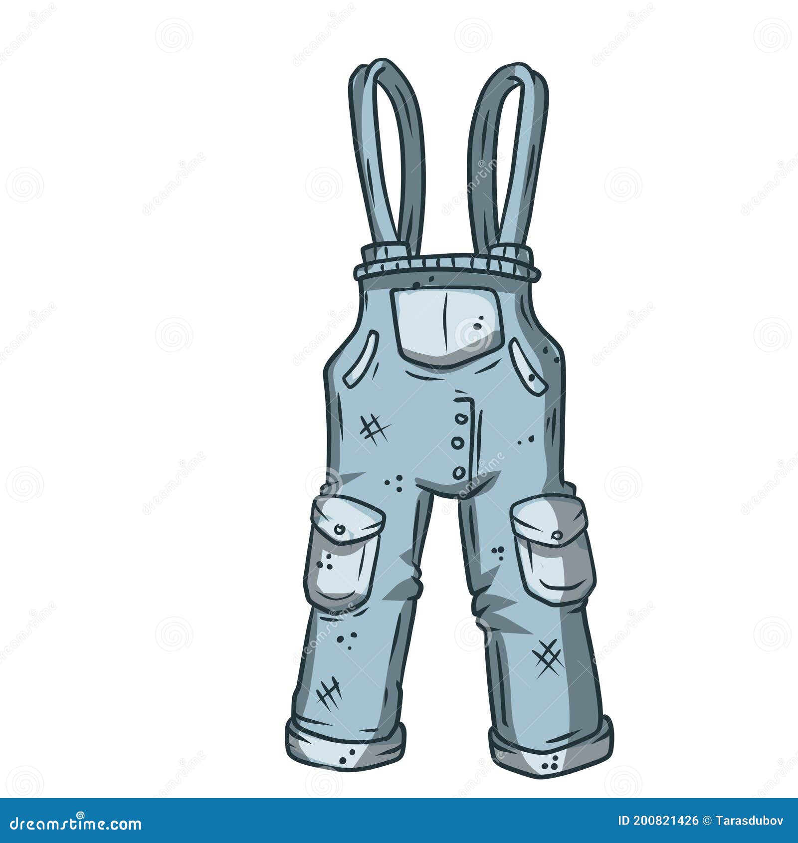 Blue Overalls for the Worker. Denim Clothing with Pockets. the Gardener ...
