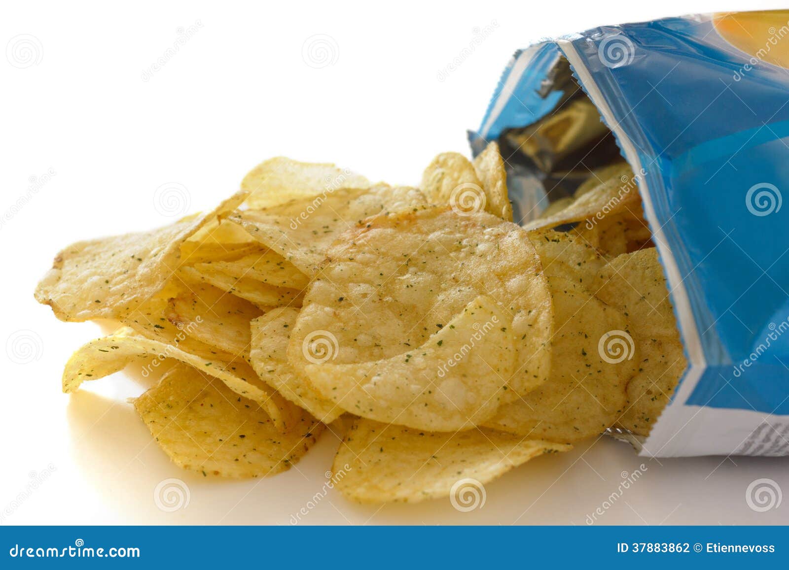 Blue packet of crisps stock photo. Image of salted, crisps 37883862