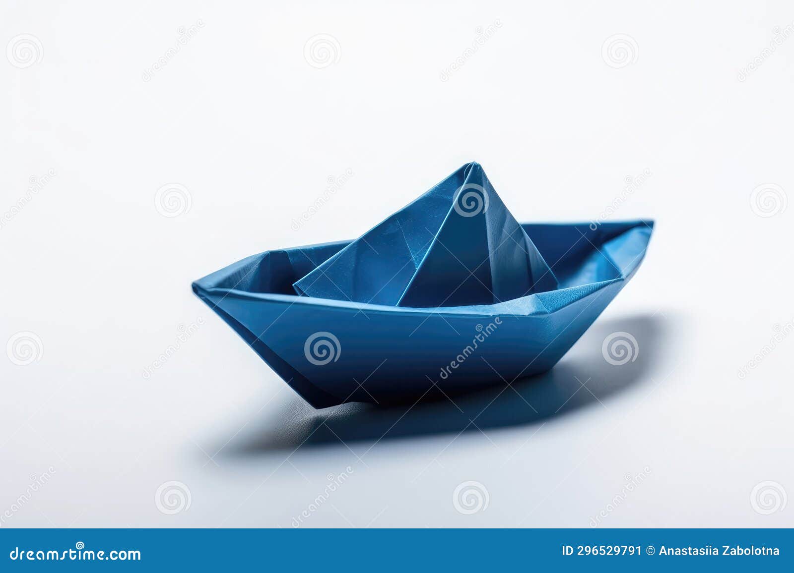 Blue Paper Boat on White Background. Generative AI Stock Illustration ...