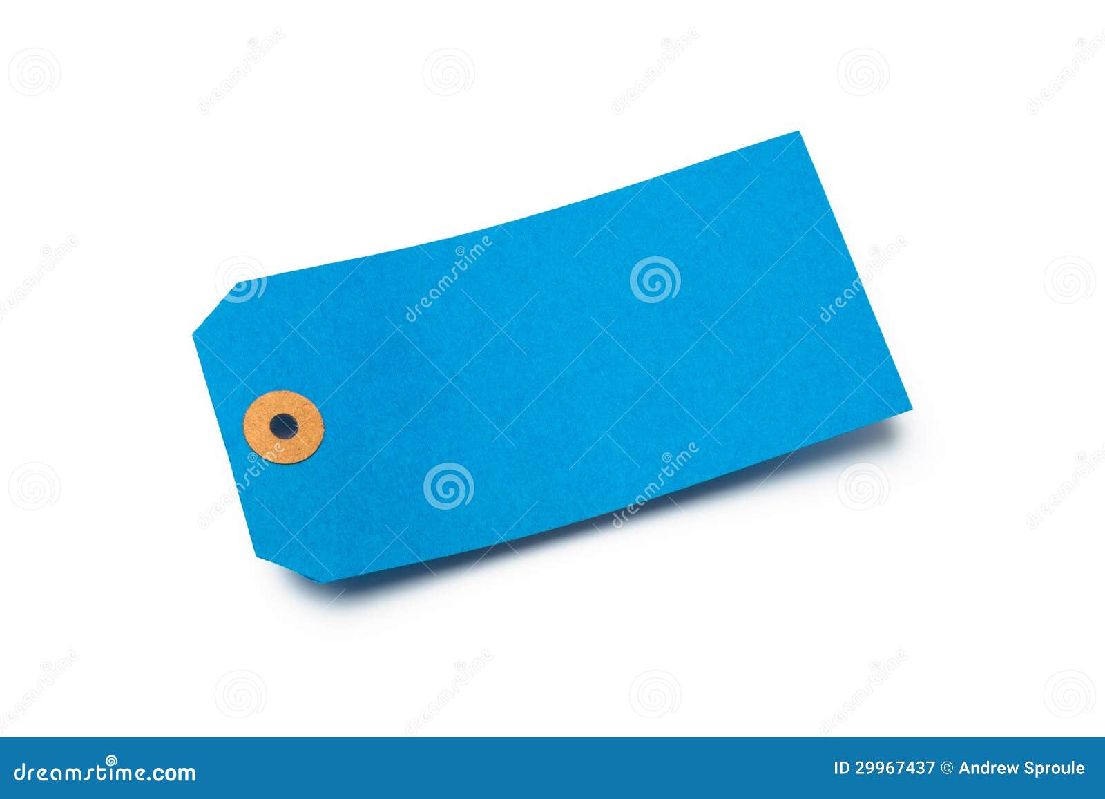 Blue Cardboard Or Paper Luggage Tag On White Stock Image Image of
