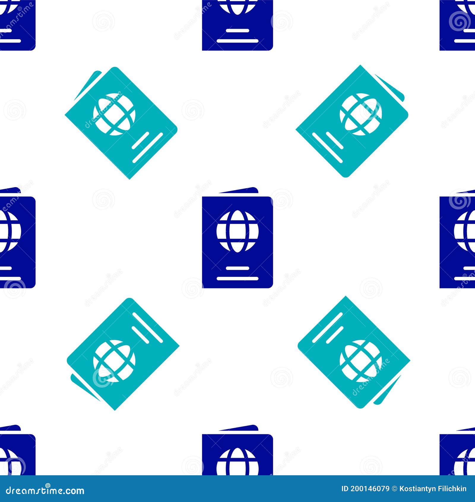 Blue Passport With Biometric Data Icon Isolated Seamless Pattern On White Background Identification Document Vector Stock Vector Illustration Of Paper Cover 200146079