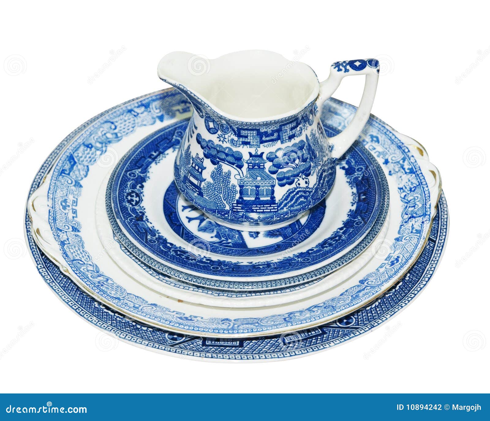 Blue Pattern Jug and Plates Stock Photo Image of close, china 10894242