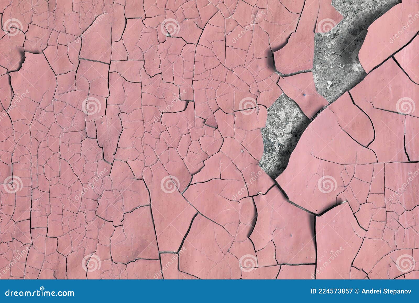 Blue Peeling Paint on the Wall. Old Concrete Wall with Cracked Flaking