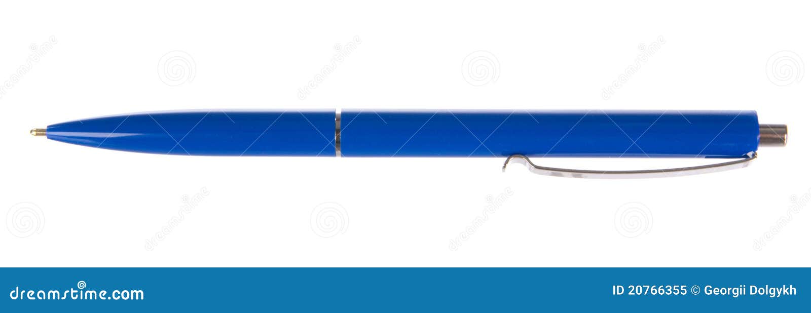 Blue Pen On White Background Stock Image Image of ballpoint, object