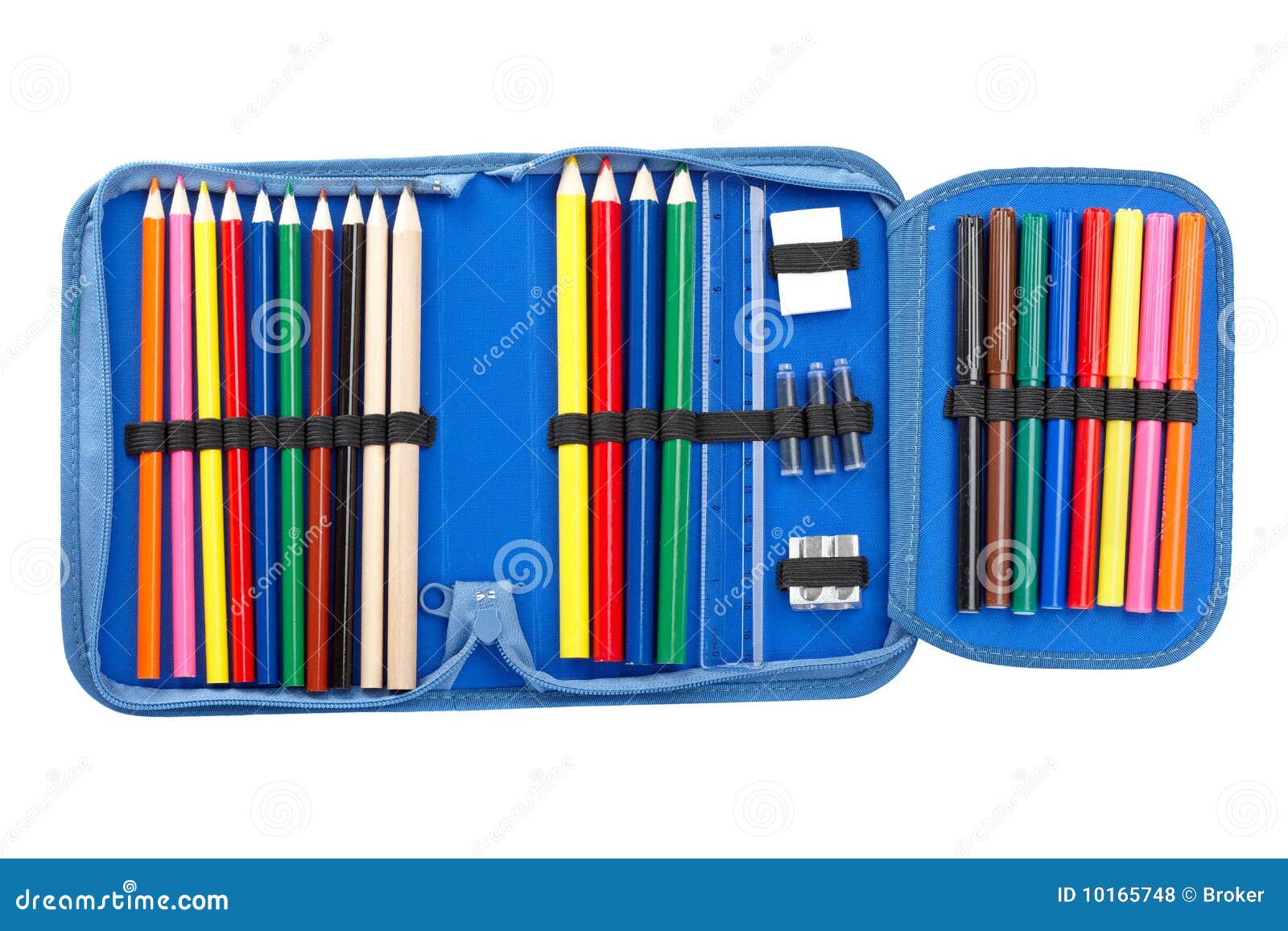 Blue pencil case stock photo. Image of colored, striped 10165748