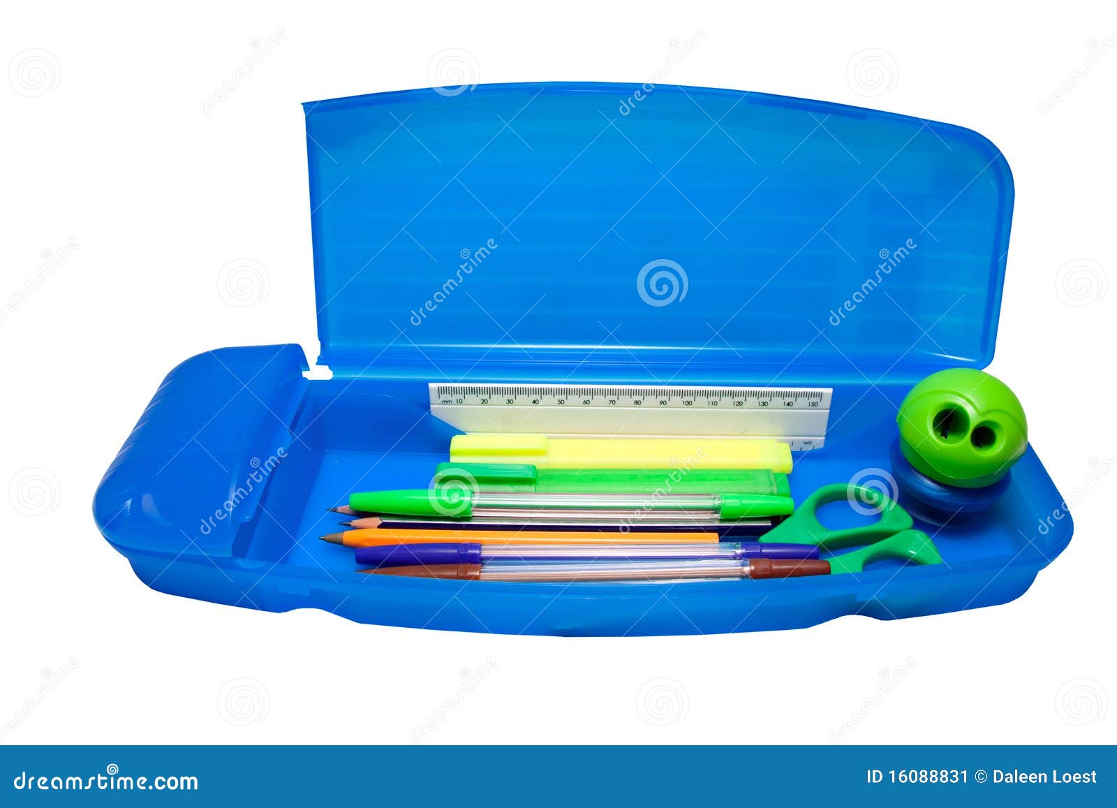 Blue pencil case stock image. Image of supplies, tool 16088831