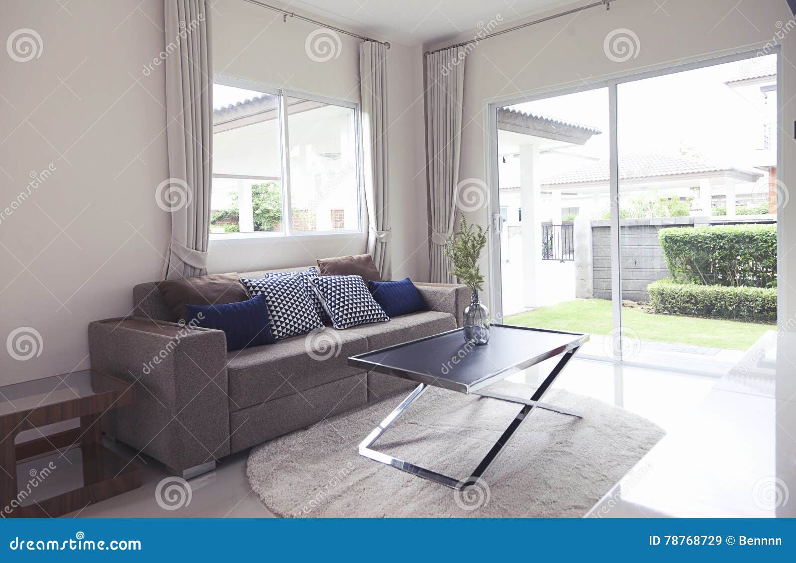 Blue Pillows on Sofa at Home Stock Image Image of living, luxury