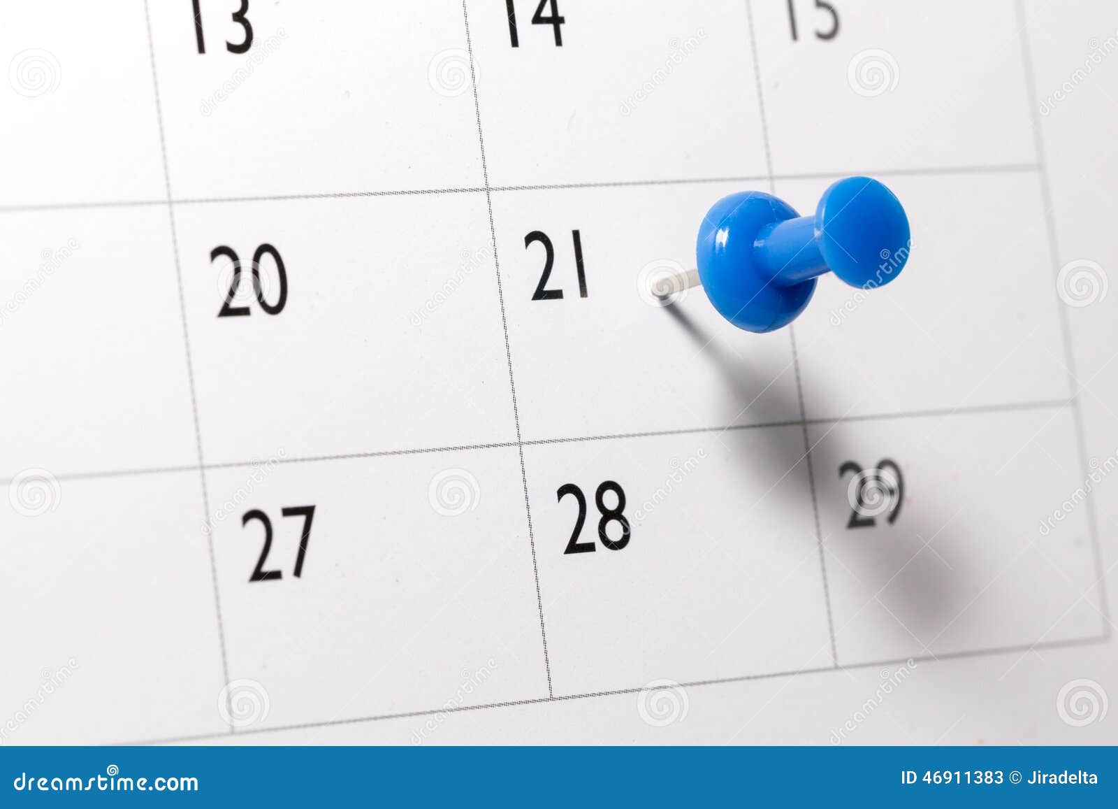 Blue Pin On Calendar Stock Image Image Of Number Planning 46911383