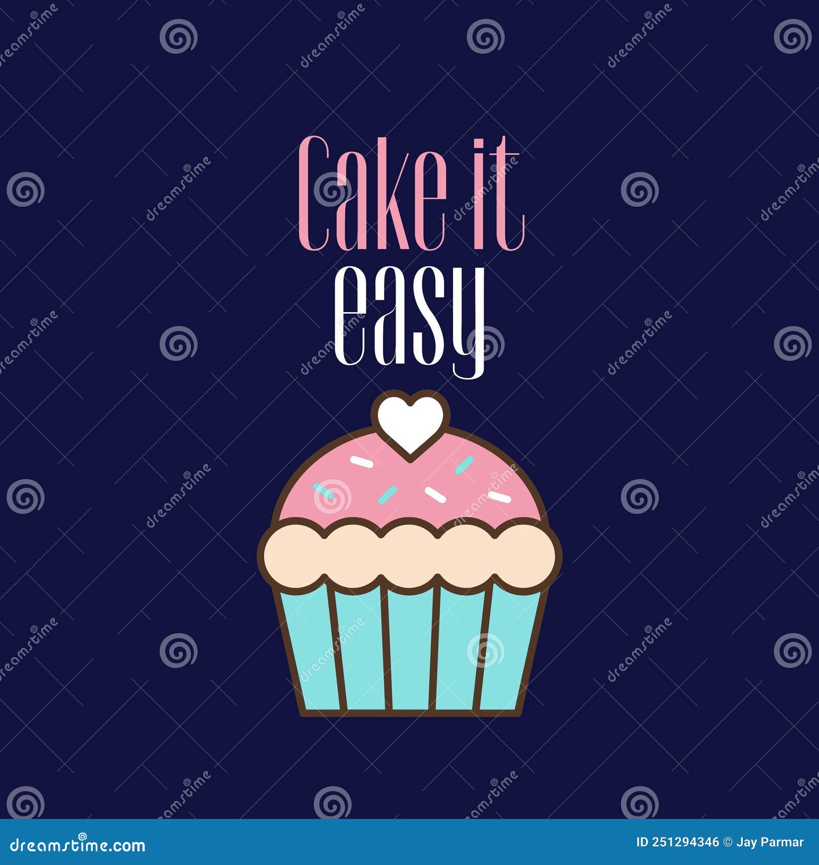 Blue and Pink Cute Pastry Cupcake Quote Instagram Post Stock