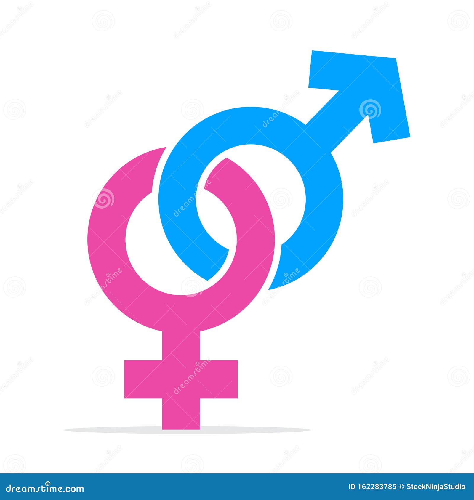 Blue Pink Gender Symbol Isolated on White Background. Vector Man and ...
