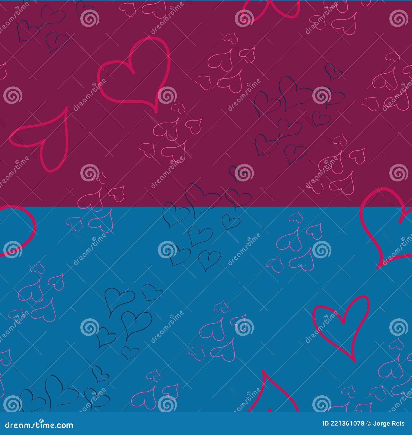 Blue and Pink Hearts Vector Seamless Pattern Stock Vector