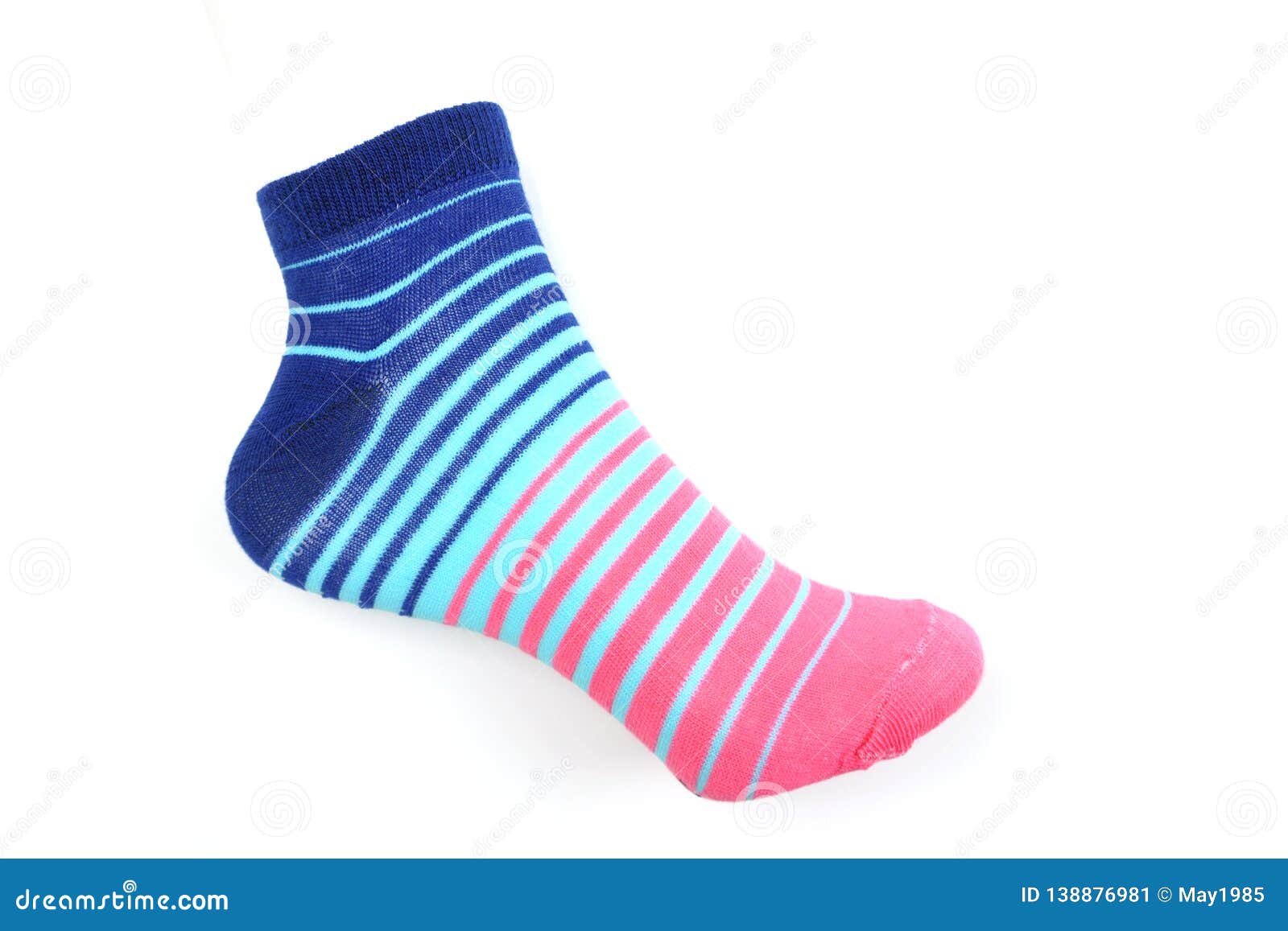 Blue and Pink Stripe Socks on White Background Stock Image Image of