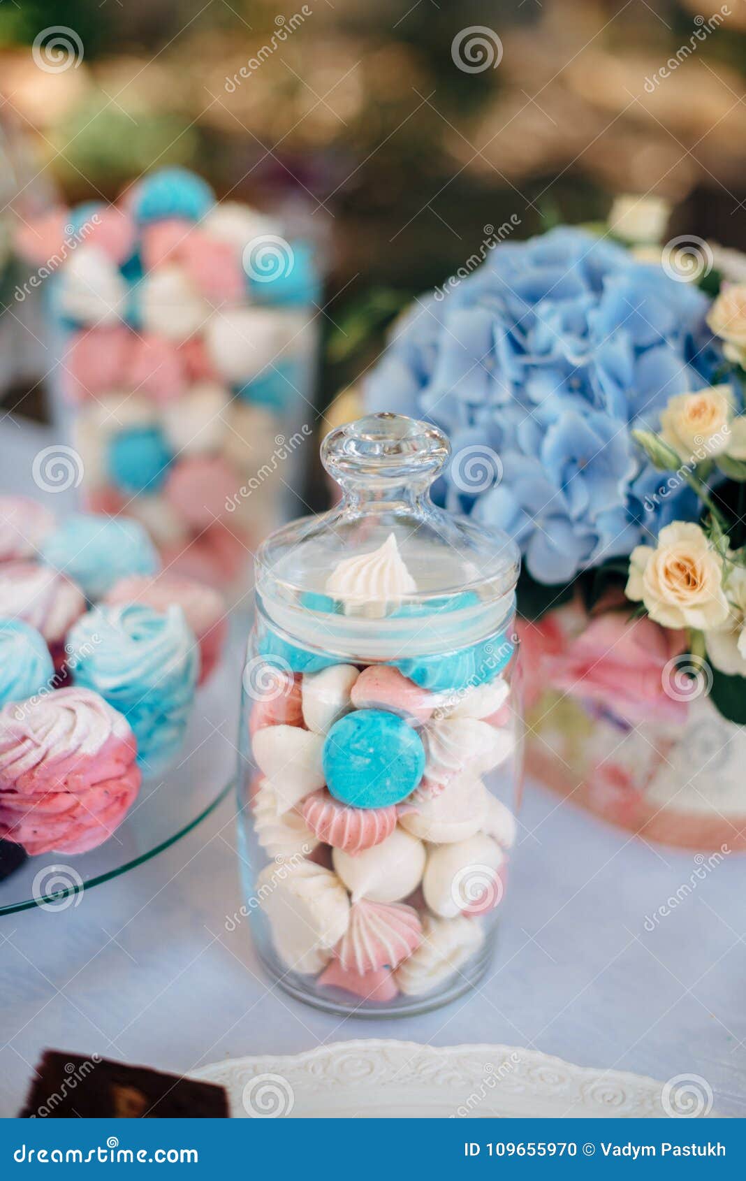 Blue And Pink Sweets In A Clear Jar Stock Photo Image Of Blue