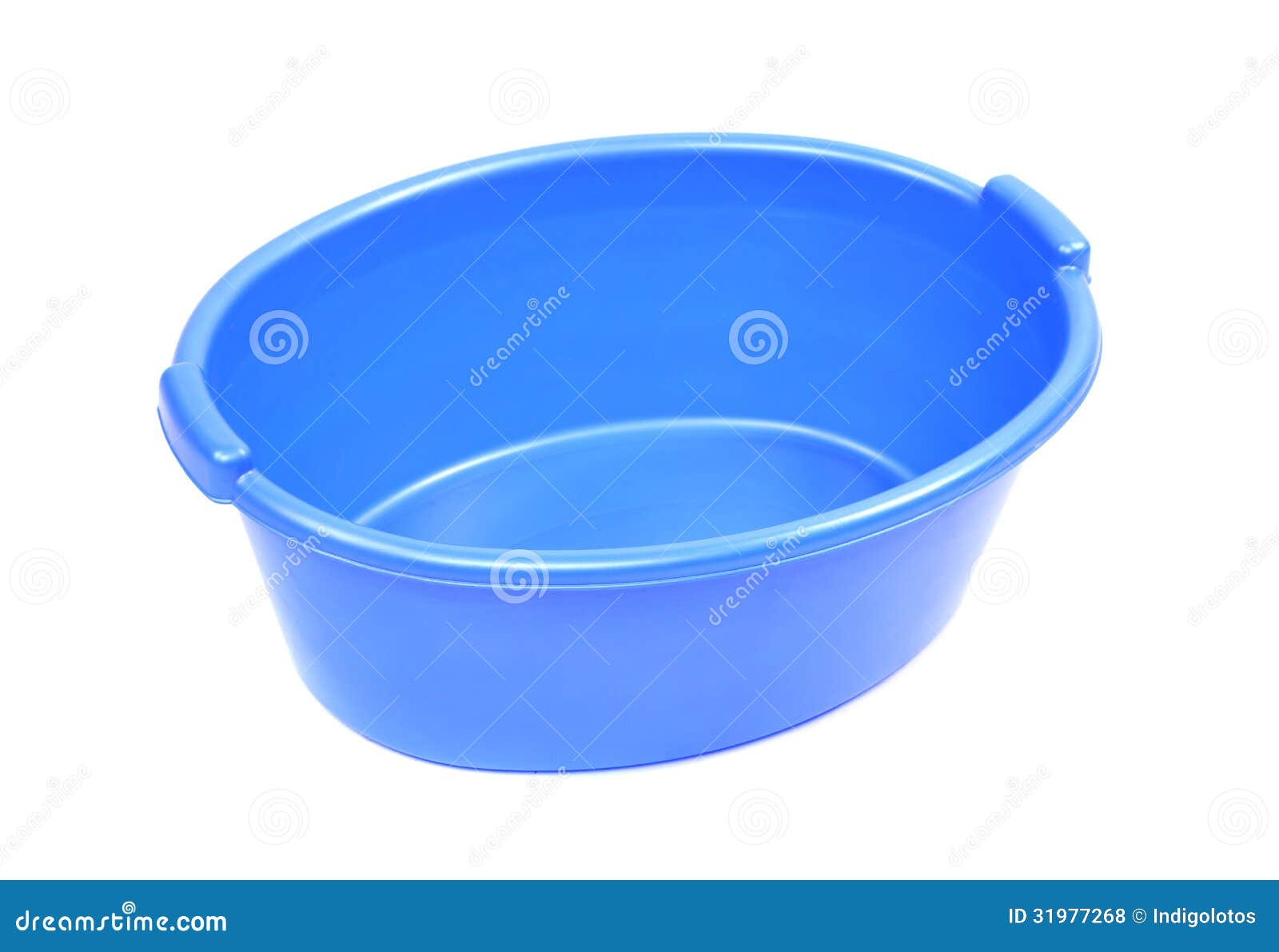 blue plastic basin,  on a white background