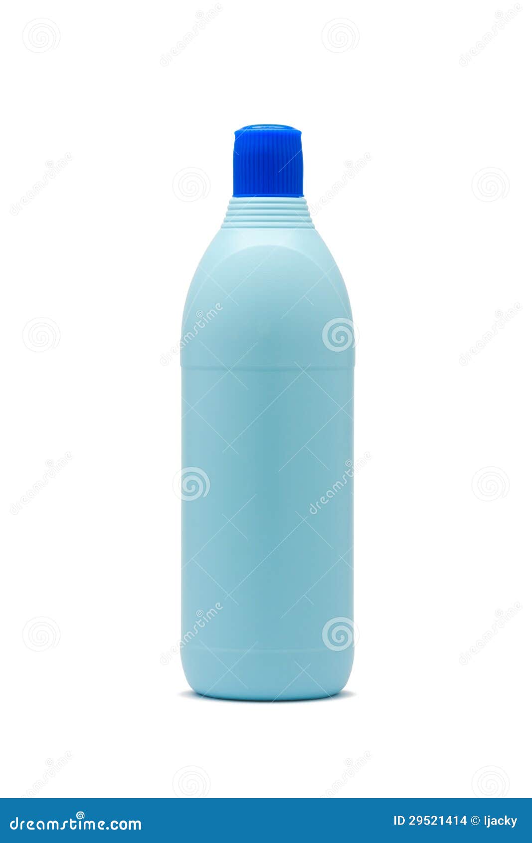 blue plastic bleach bottle