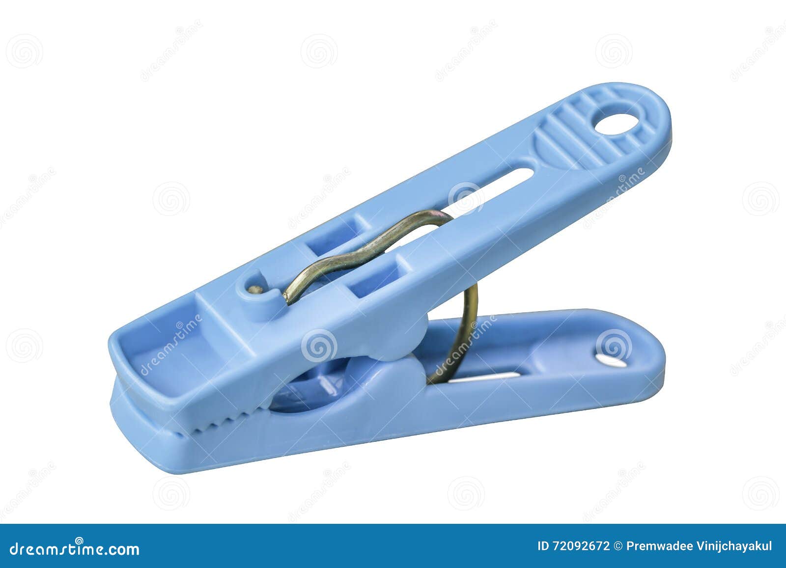 A Blue Plastic Clothes Pin on White Background Stock Photo Image of