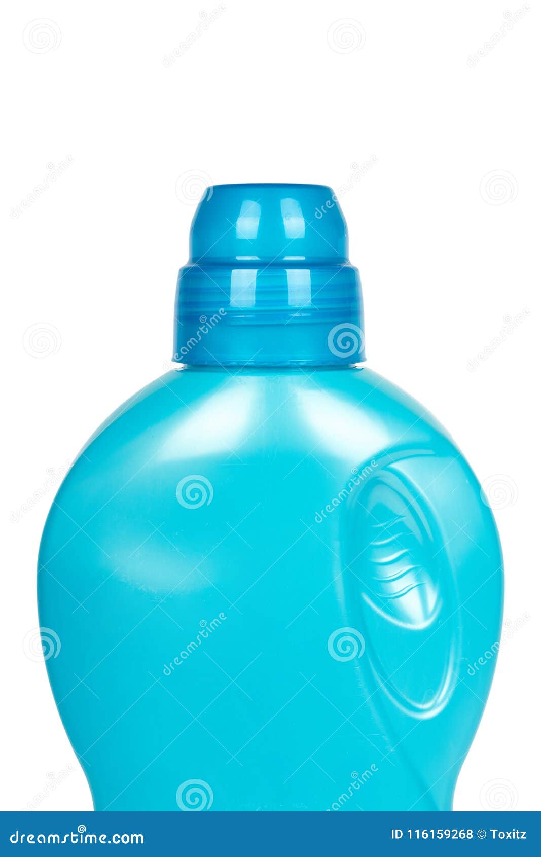 Blue Plastic Liquid Detergent Bottle. Isolated on White Background