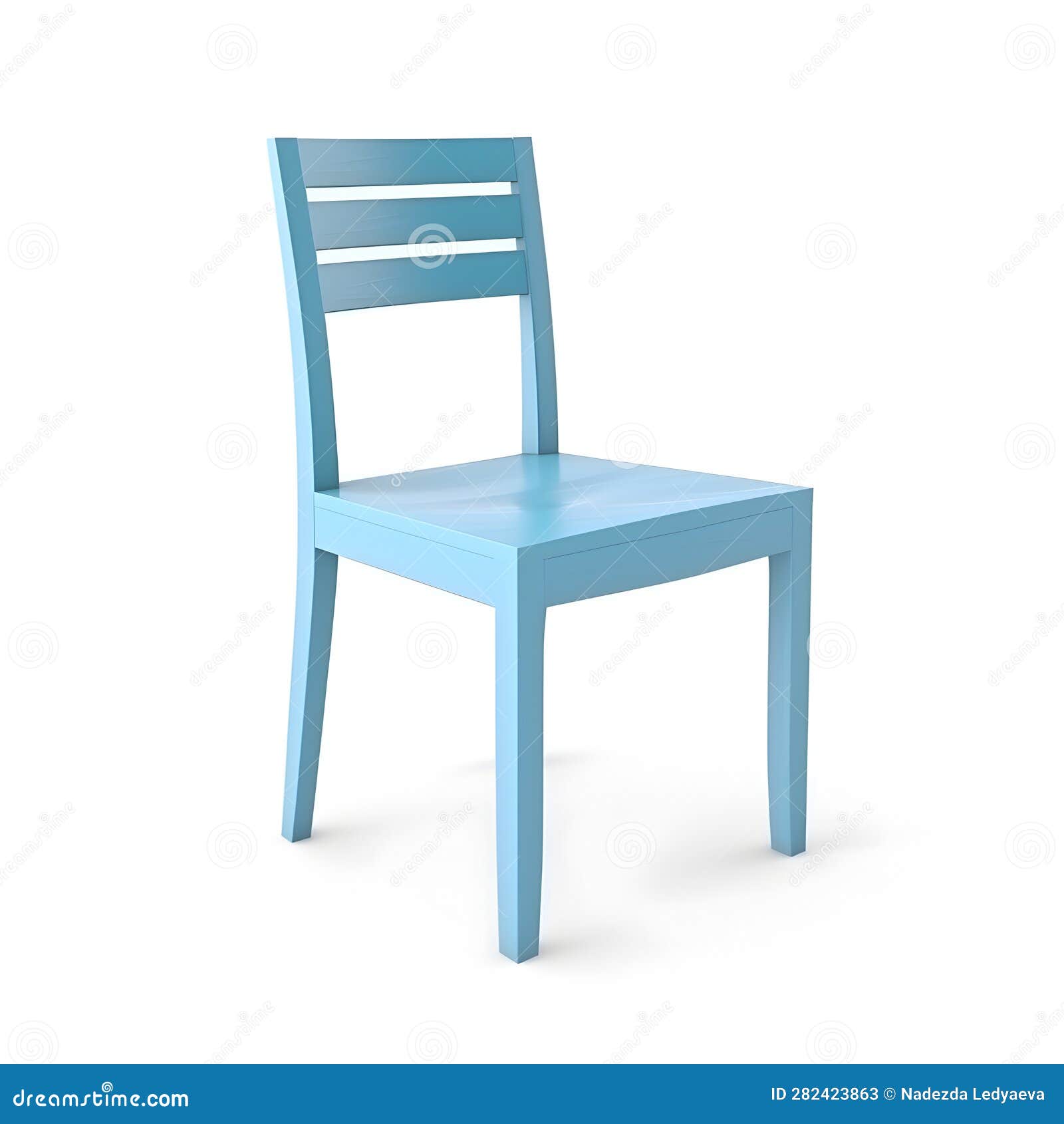 Blue Plastic Outdoor Chair on White Isolated Background. Stock