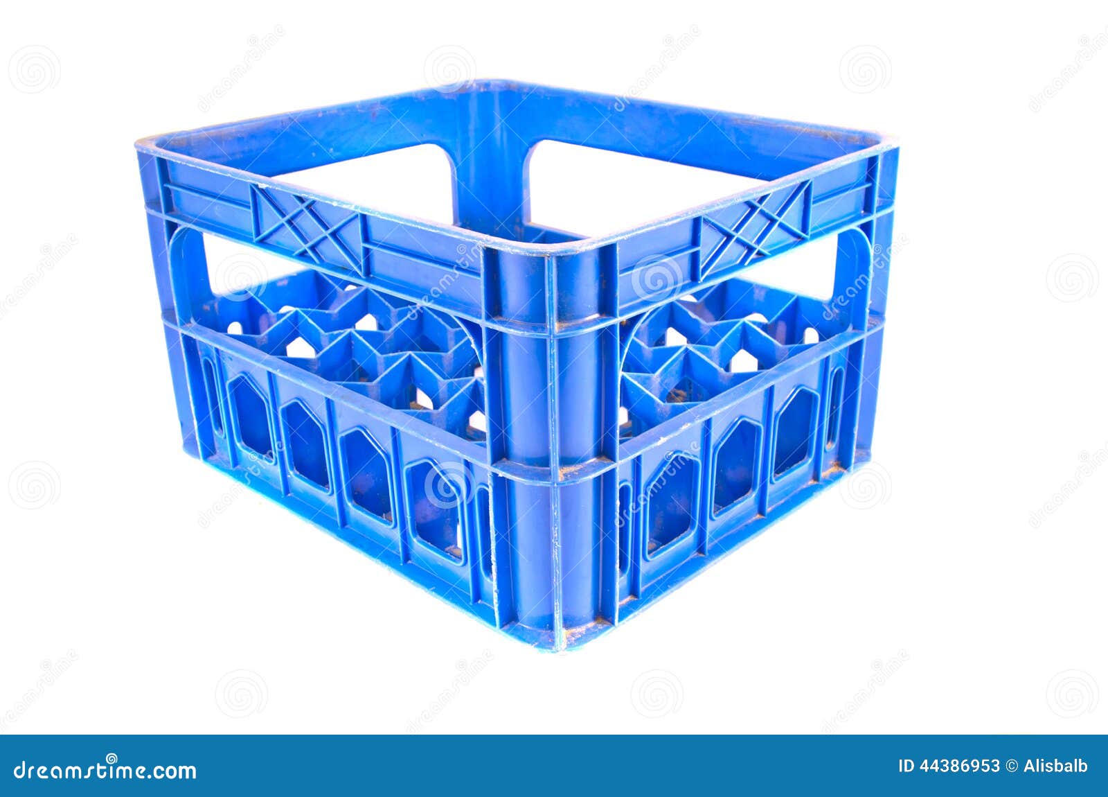 Blue Plastic Storage Box Crate on a White Stock Image Image of hole