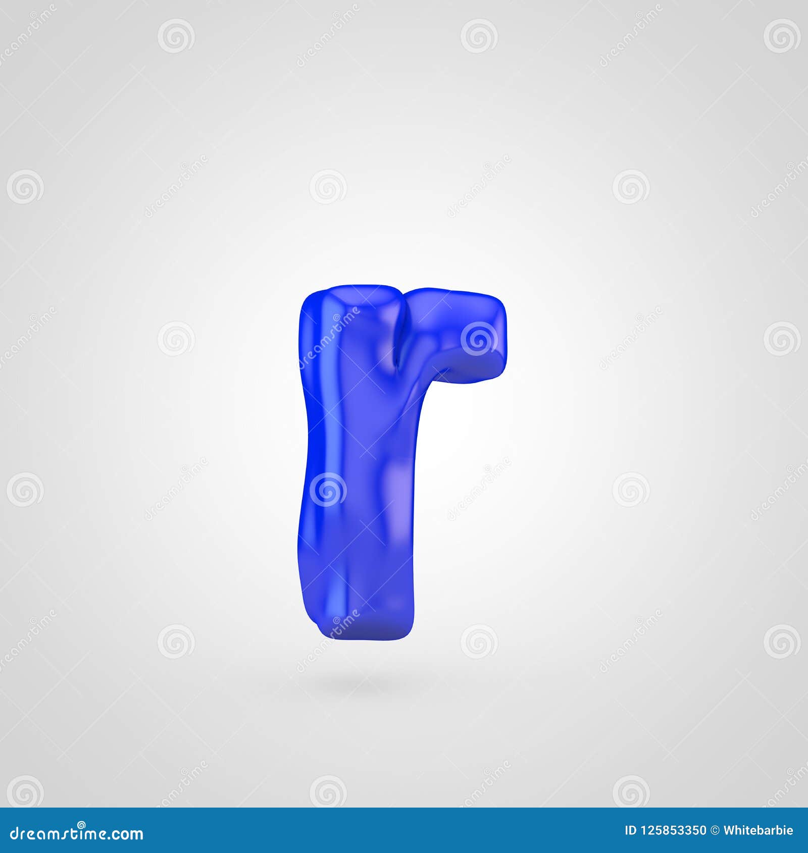 Blue Plasticine Letter R Lowercase Isolated on White Background. Stock ...