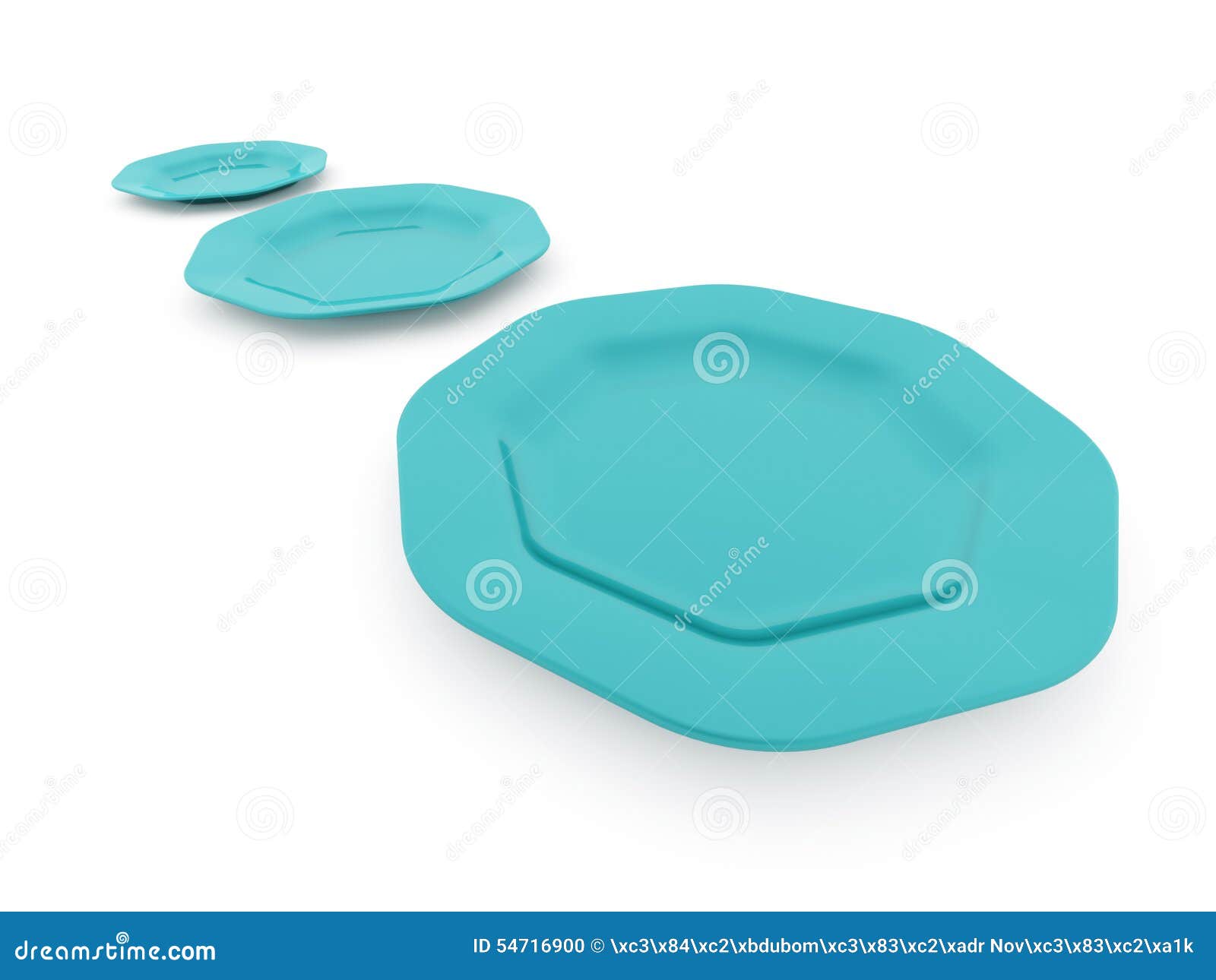 Blue Plates Isolated on White Stock Illustration Illustration of