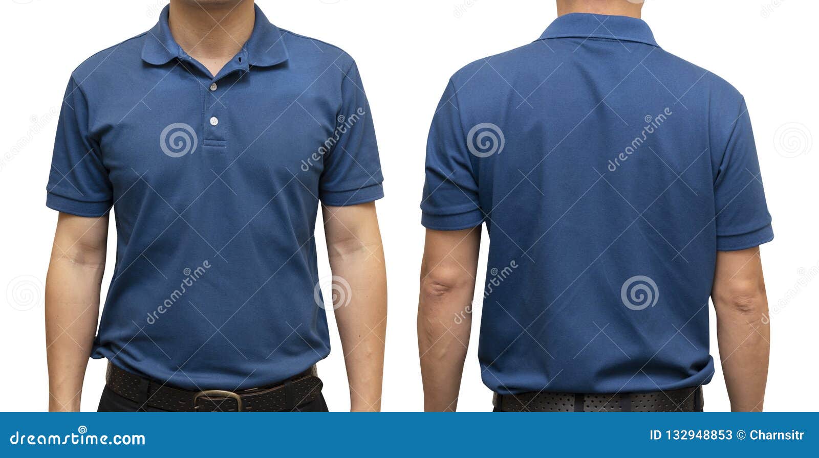 Blue Polo T-shirt on Human Body for Graphic Design Mock Up Stock Image ...