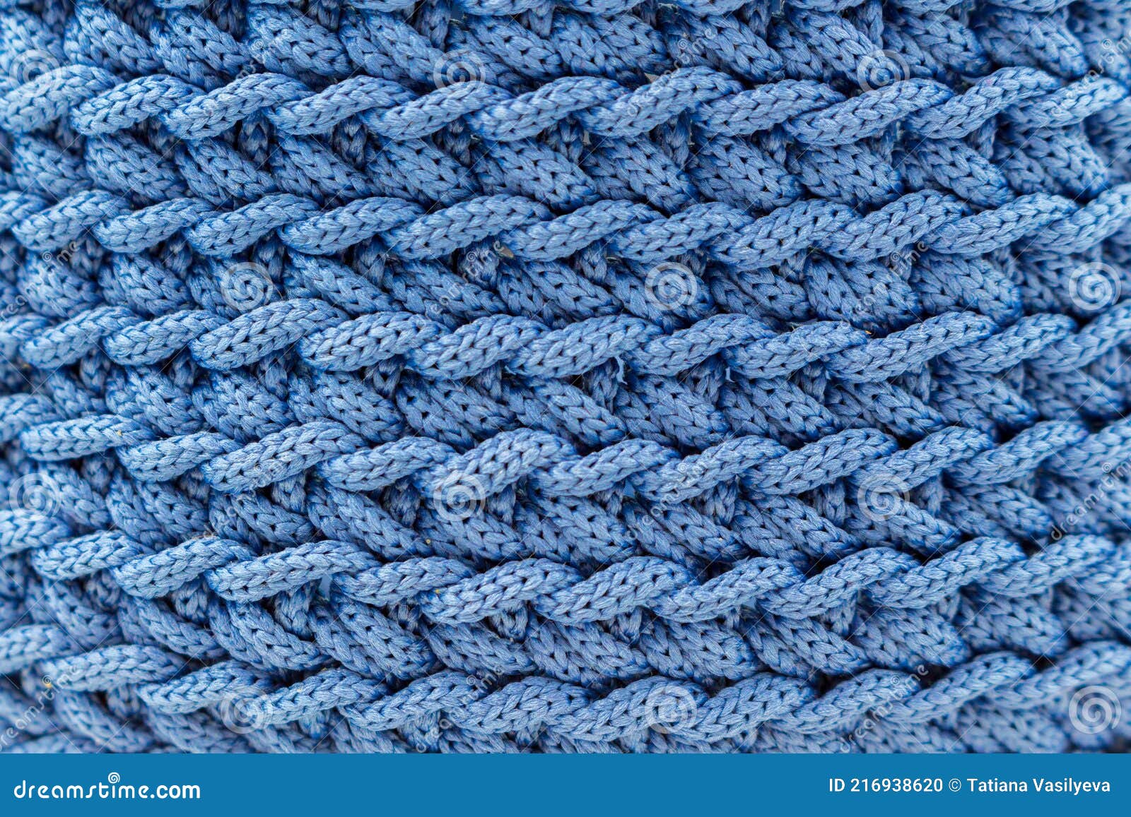 Blue Polyester Cord Knitting Stock Photo - Image of surface