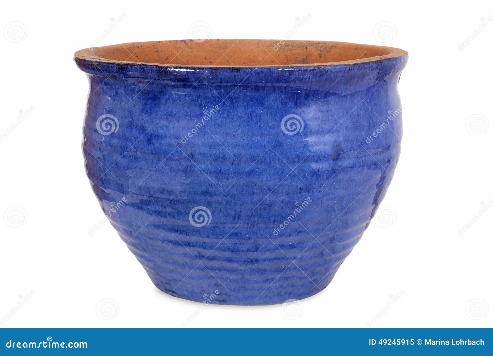 Blue pottery flower pot stock image. Image of flower 49245915