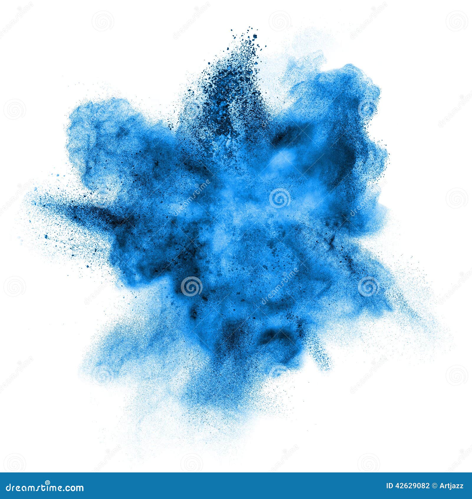 blue powder explosion  on white