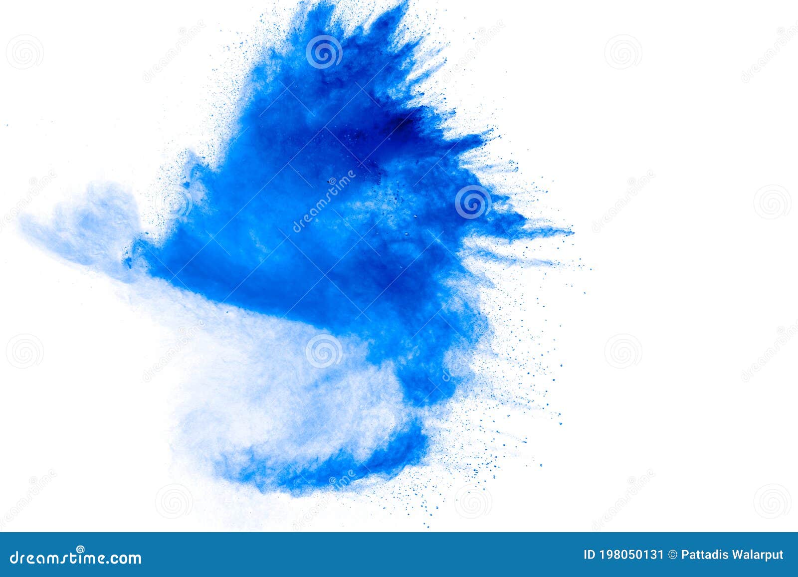 Blue Powder Particles Splatter on White Blackground Stock Image Image