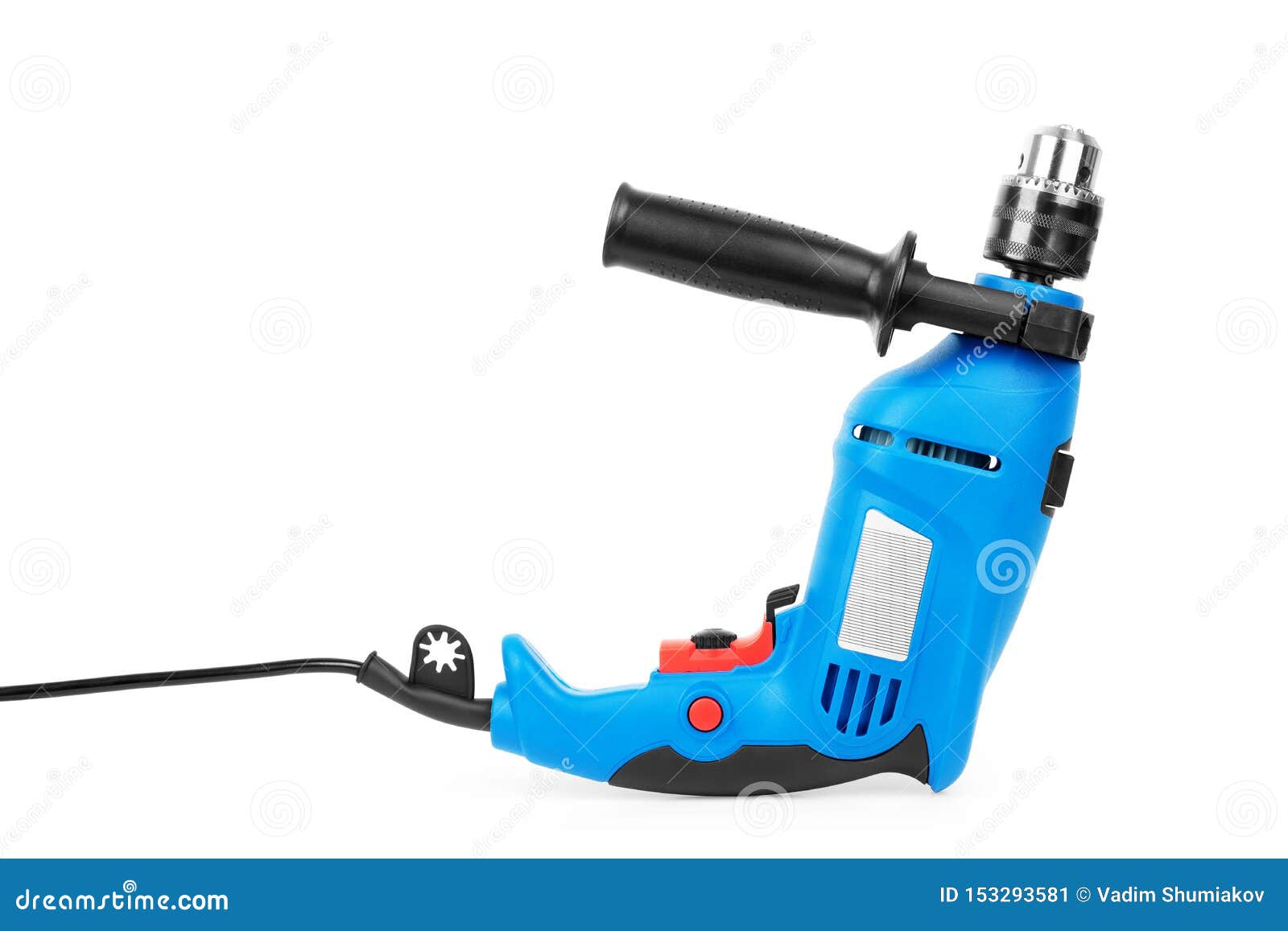 blue powerful drill on a white background