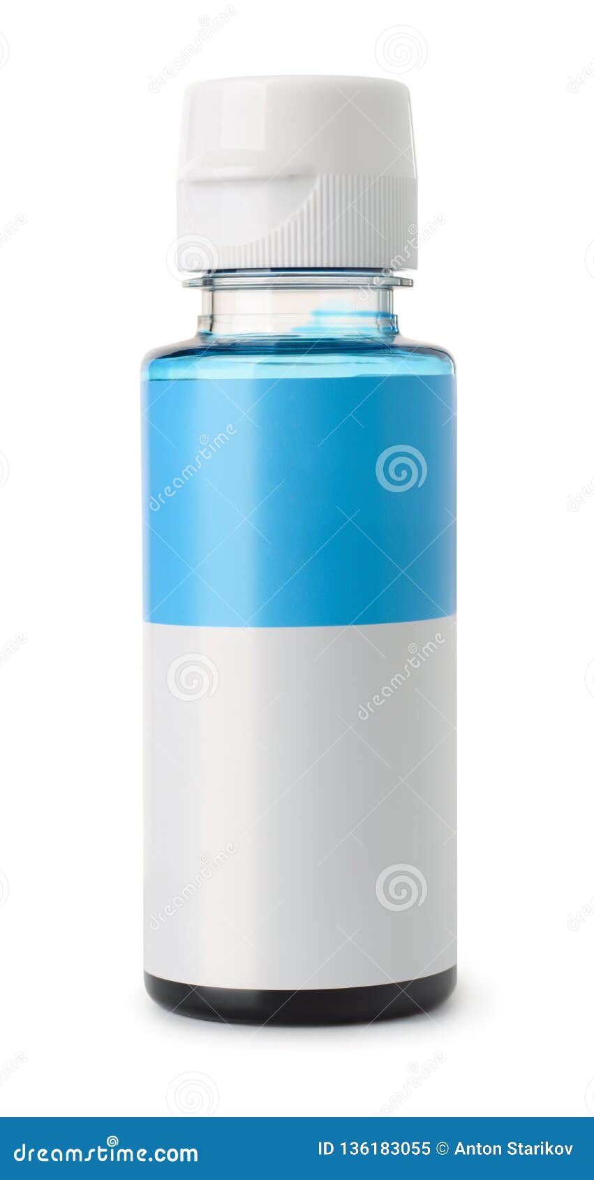 Blue printer ink bottle stock image. Image of color 136183055